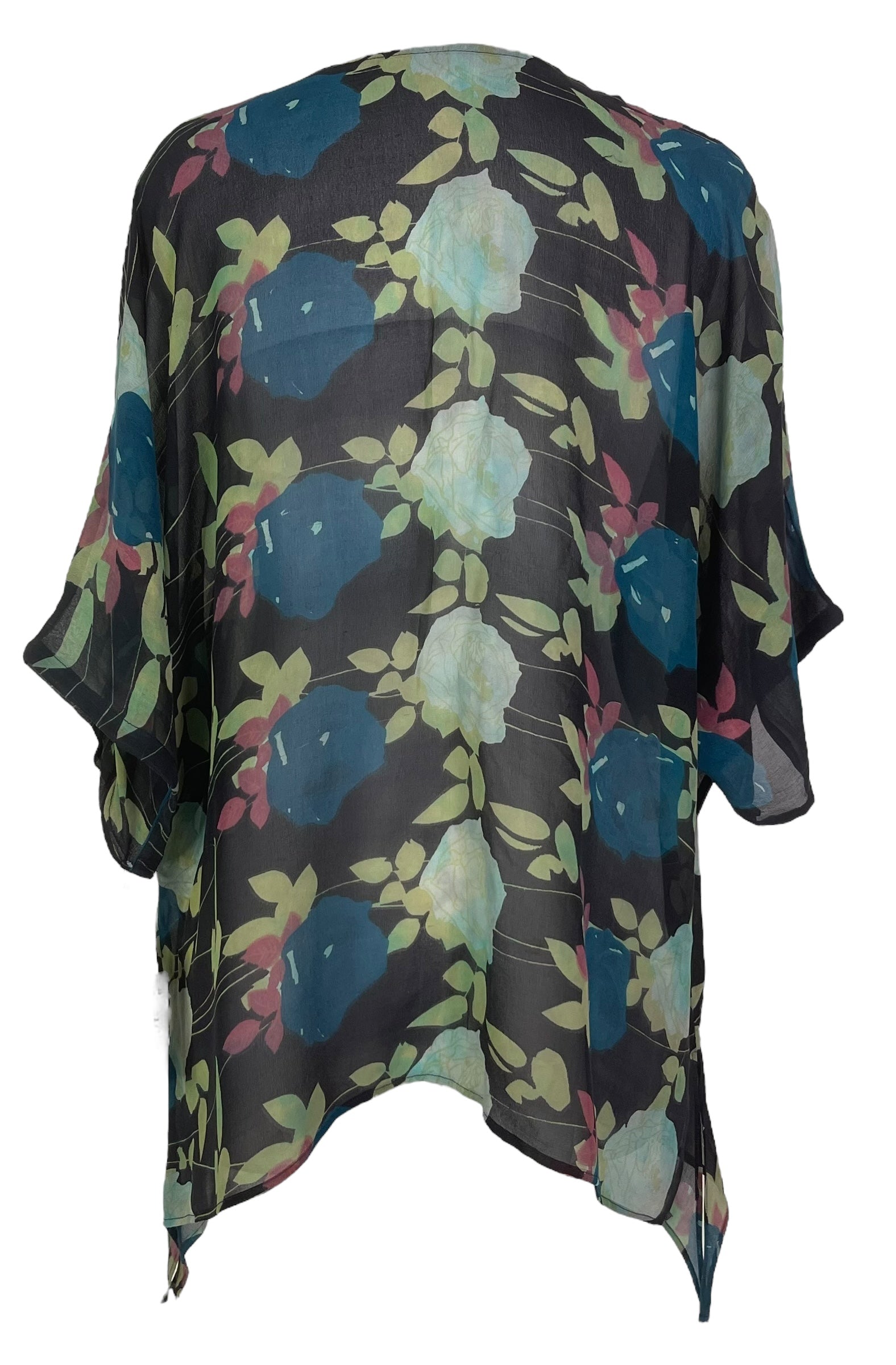 PRG7856 Sheer Wabi Sabi Pure Silk Long Tunic with Side Ties