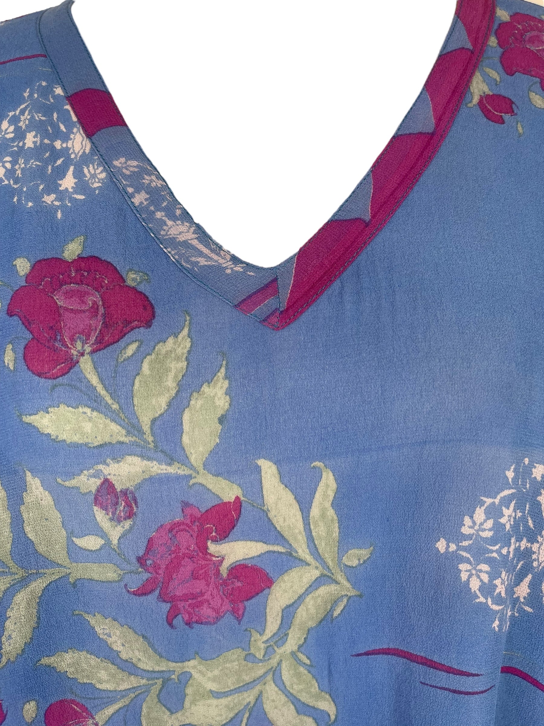 PRG7857 Sheer Wabi Sabi Pure Silk Short Kaftan Tunic With Slits