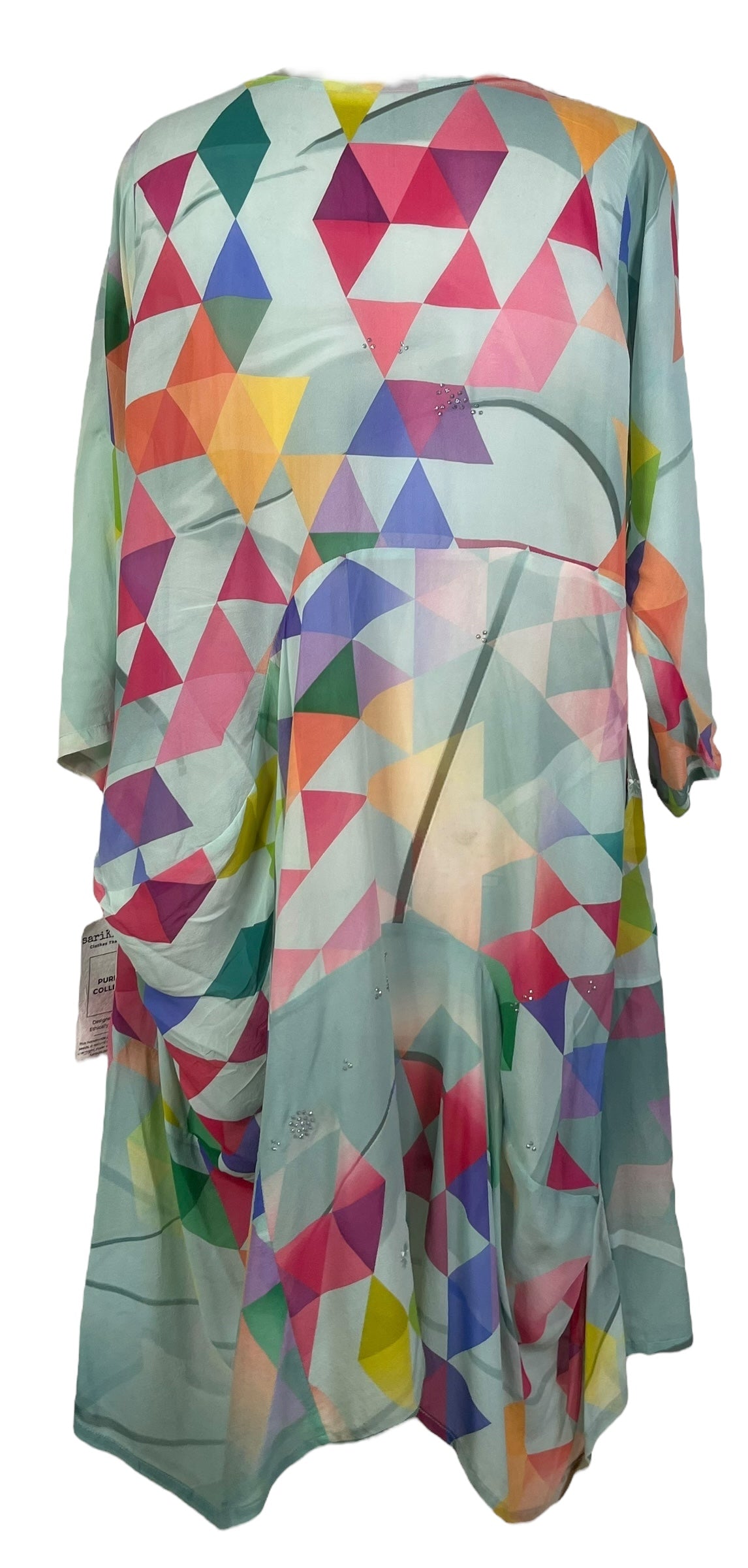 PRG7833 Sheer Avatar Pure Silk Sculptural Long Tunic Dress