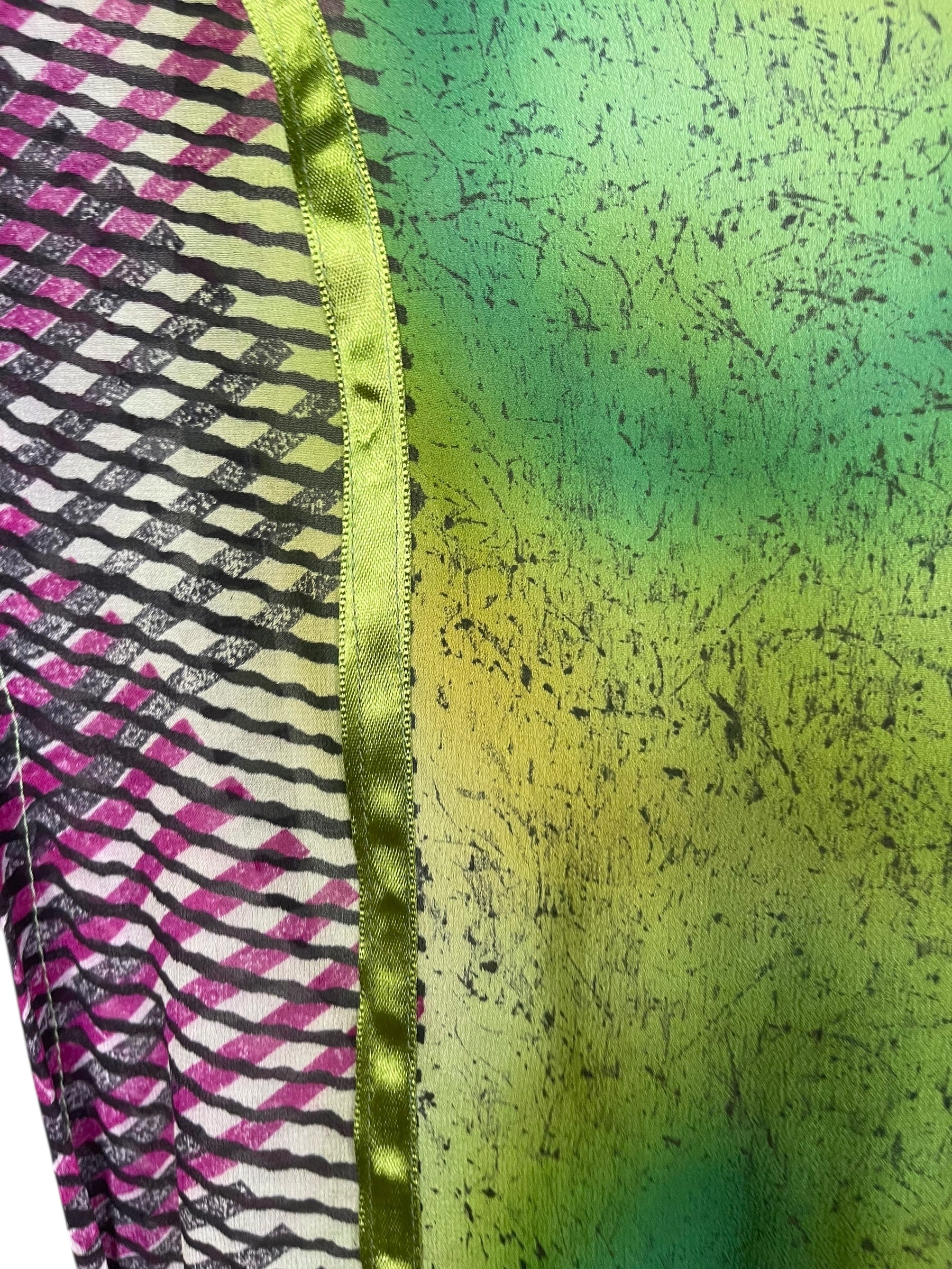 PRG8568 Sheer Avatar Long Pure Silk Kimono Sleeved Duster with Belt