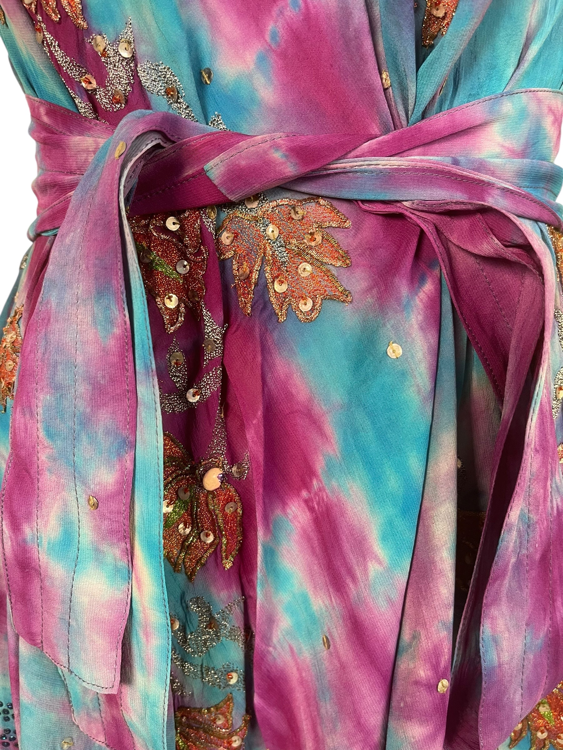 PROBLEM PREVIEW PRC8640 Avatar Pure Silk Maxi Dress with Belt by MARCH2026 – Handmade ethical Maxi Dress from sariKNOTsari using upcycled silk. Designed in Canada for travel and slow fashion, loved from Toronto to LA to Sydney. Featuring Zsiska, Bryn Walker and Artisan Leather coats by Rejean Pepin, Pepin designs