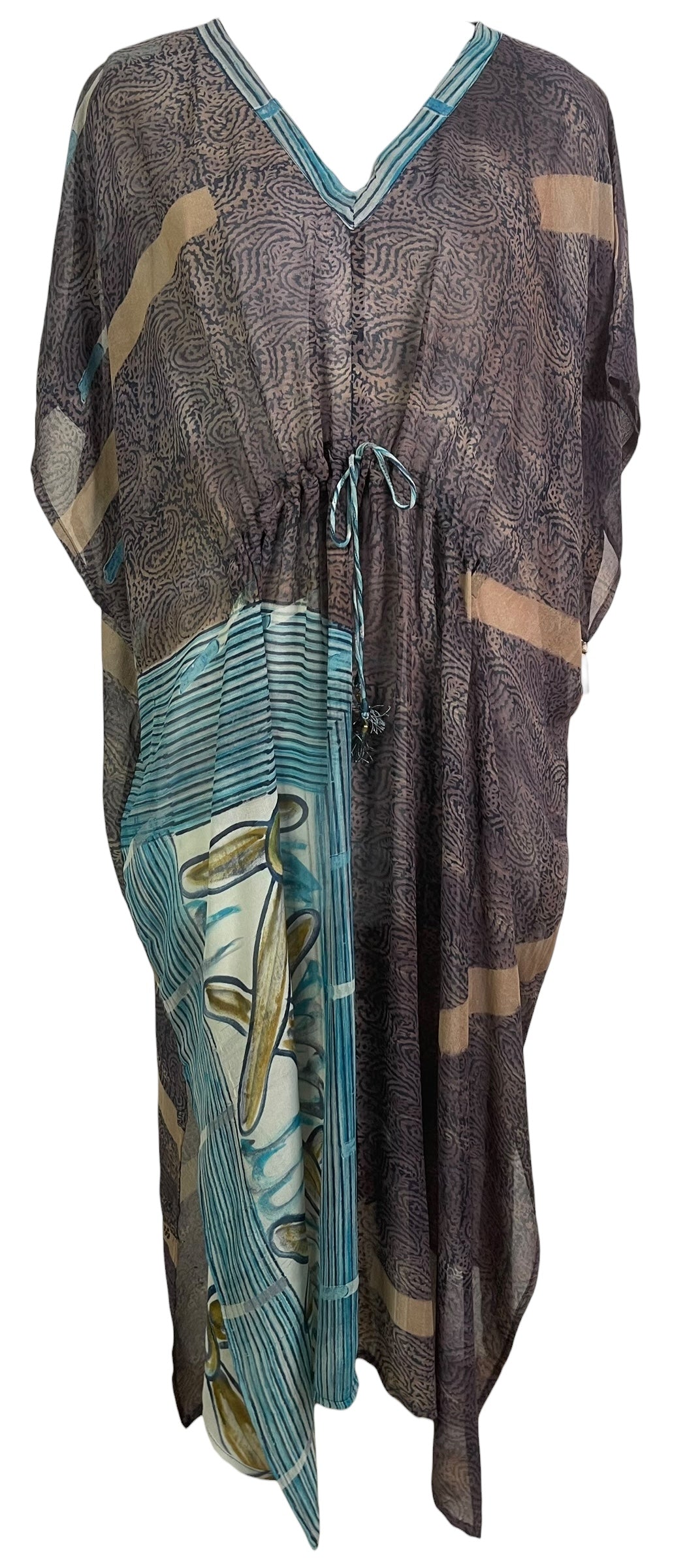 PRG8860 Sheer Wabi Sabi Pure Silk Maxi Kaftan by 15 FEBRUARY 2026 – Handmade ethical Maxi Kaftan from sariKNOTsari using upcycled silk. Designed in Canada for travel and slow fashion, loved from Toronto to LA to Sydney.