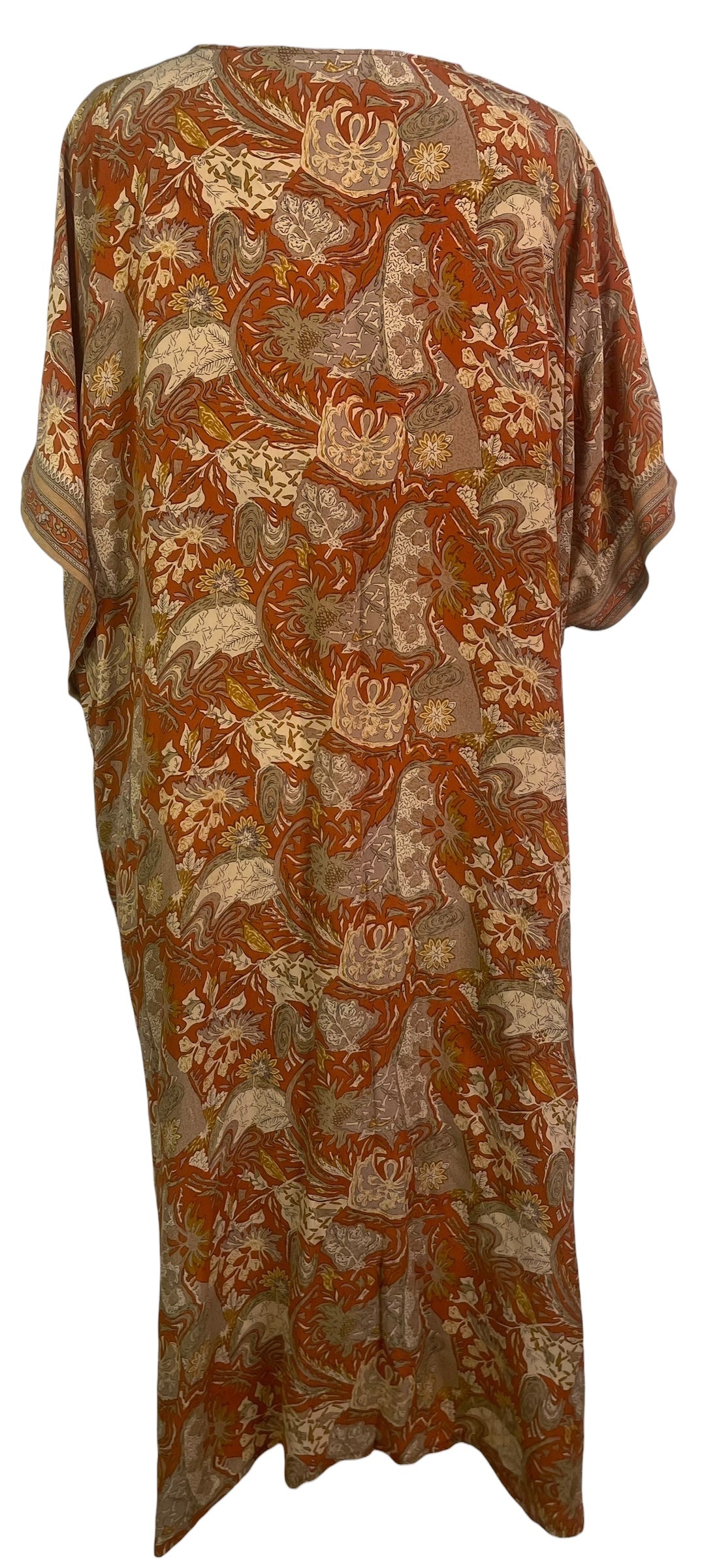 PRC8884 Avatar Long Pure Silk Kimono Sleeved Duster with Belt