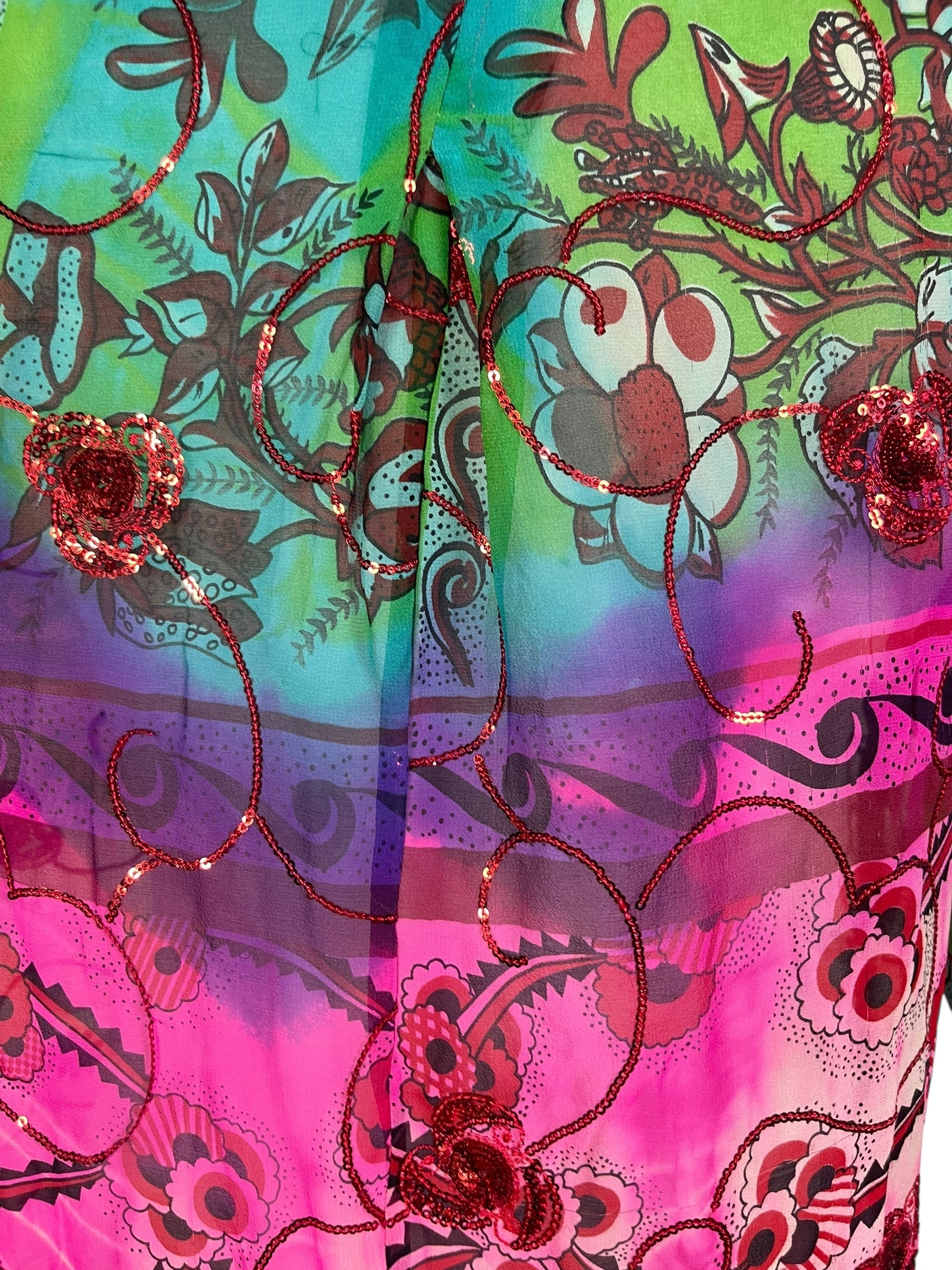 PRG6809 Sheer Avatar Pure Silk Self Pocket Tunic Dress