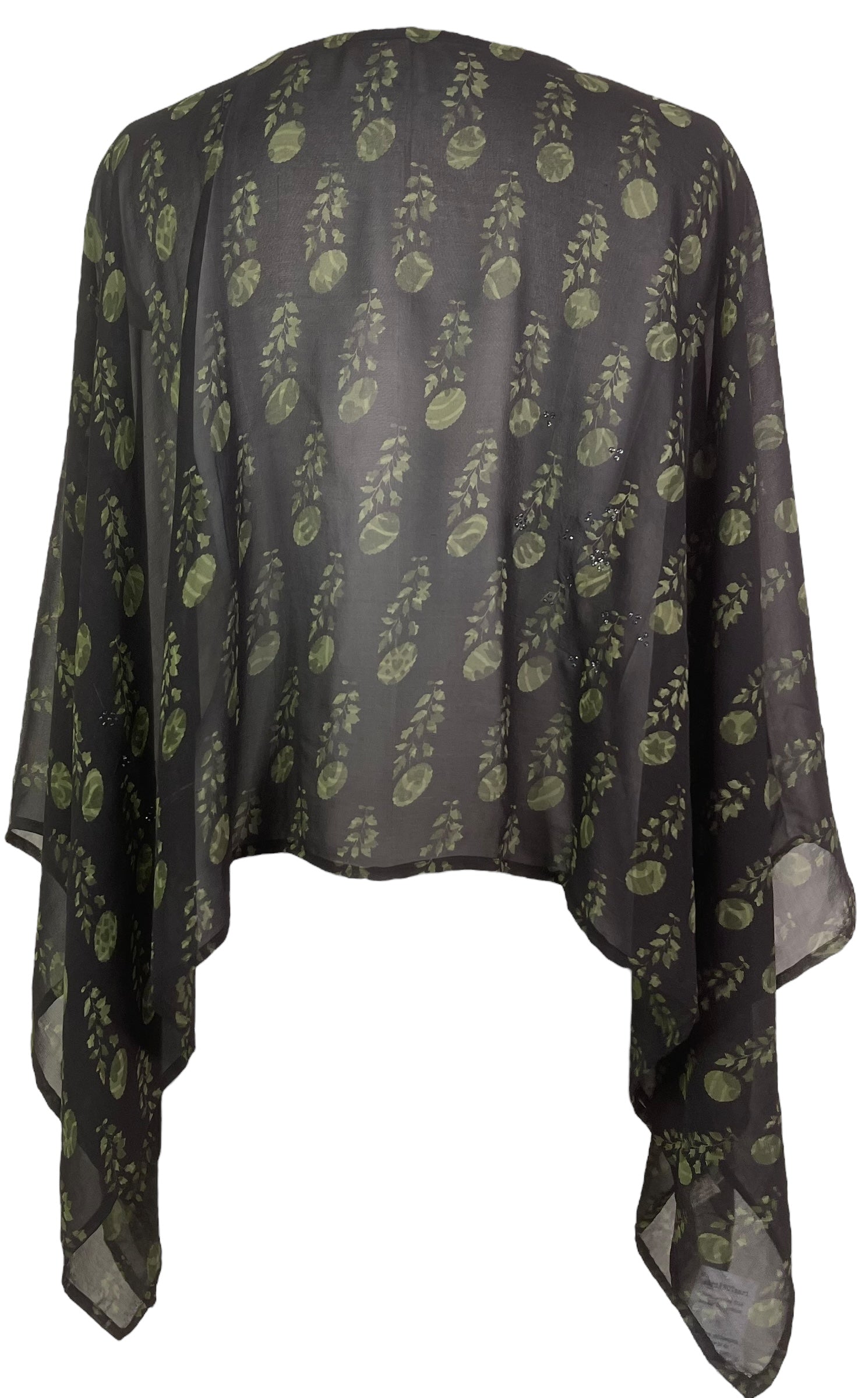 PREVIEW PRG7959 Sheer Avatar Pure Silk Capelet Poncho by DECEMBER2025 – Handmade ethical Poncho from sariKNOTsari using upcycled silk. Designed in Canada for travel and slow fashion, loved from Toronto to LA to Sydney.