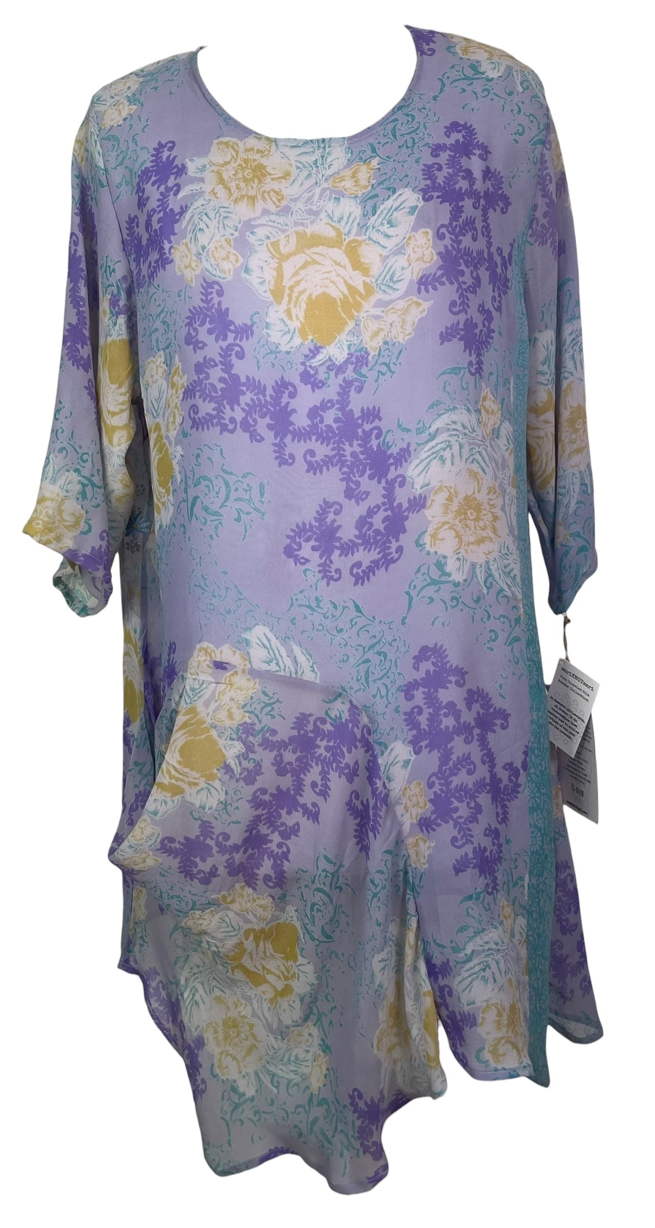 PREVIEW PRG8478 Sheer Avatar Pure Silk Self Pocket Tunic Dress by FEBRUARY2026 – Handmade ethical Self Pocket Tunic from sariKNOTsari using upcycled silk. Designed in Canada for travel and slow fashion, loved from Toronto to LA to Sydney.