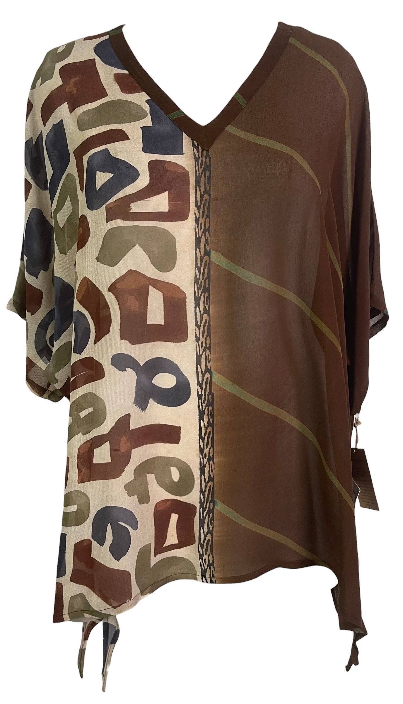 PRG8854 Sheer  Wabi Sabi Pure Silk Long Tunic with Side Ties by 15 FEBRUARY 2026 – Handmade ethical Side Tie Tunic from sariKNOTsari using upcycled silk. Designed in Canada for travel and slow fashion, loved from Toronto to LA to Sydney.