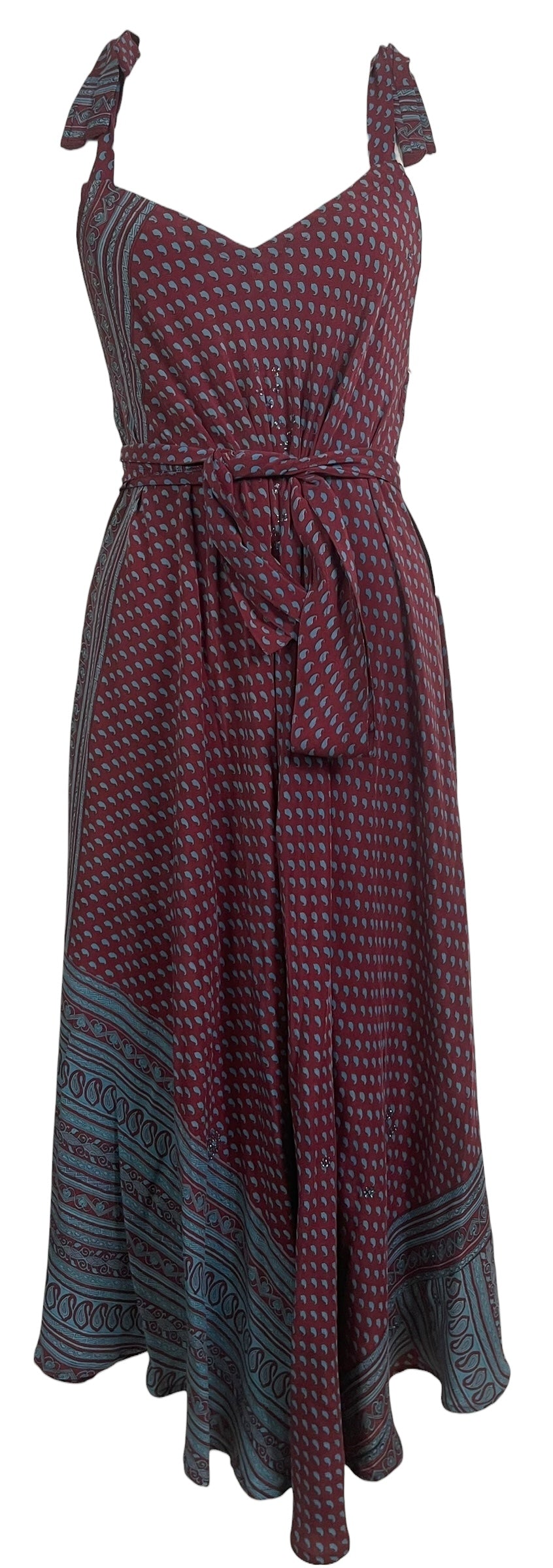 PRC8831 Wabi Sabi Pure Silk Maxi Dress with Belt