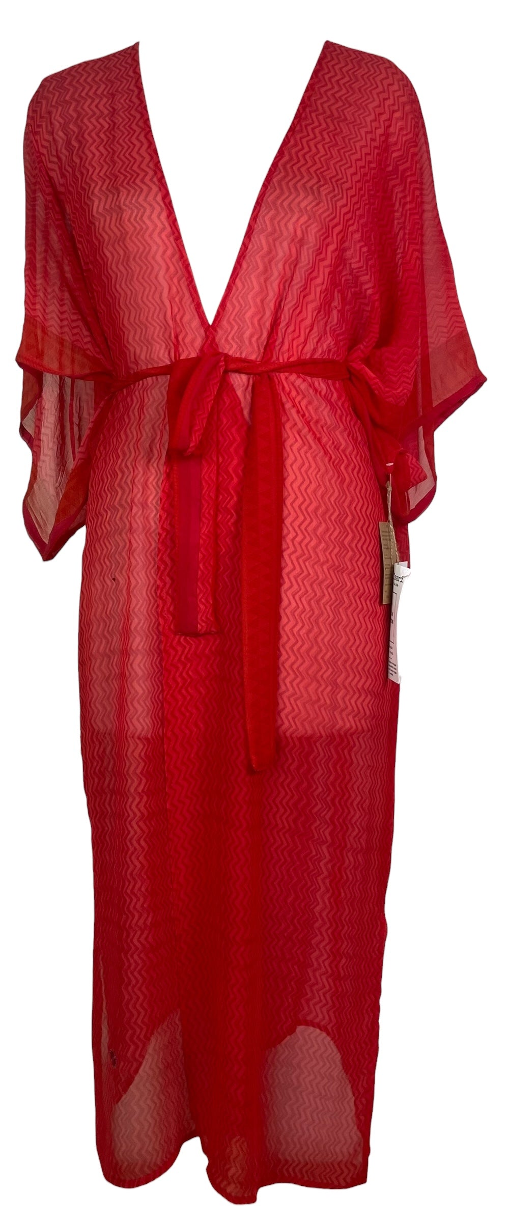 PREVIEW PRG8564 Sheer  Wabi Sabi Pure Silk Kimono Sleeved Duster with Belt by FEBRUARY2026 – Handmade ethical Long Kimono from sariKNOTsari using upcycled silk. Designed in Canada for travel and slow fashion, loved from Toronto to LA to Sydney.