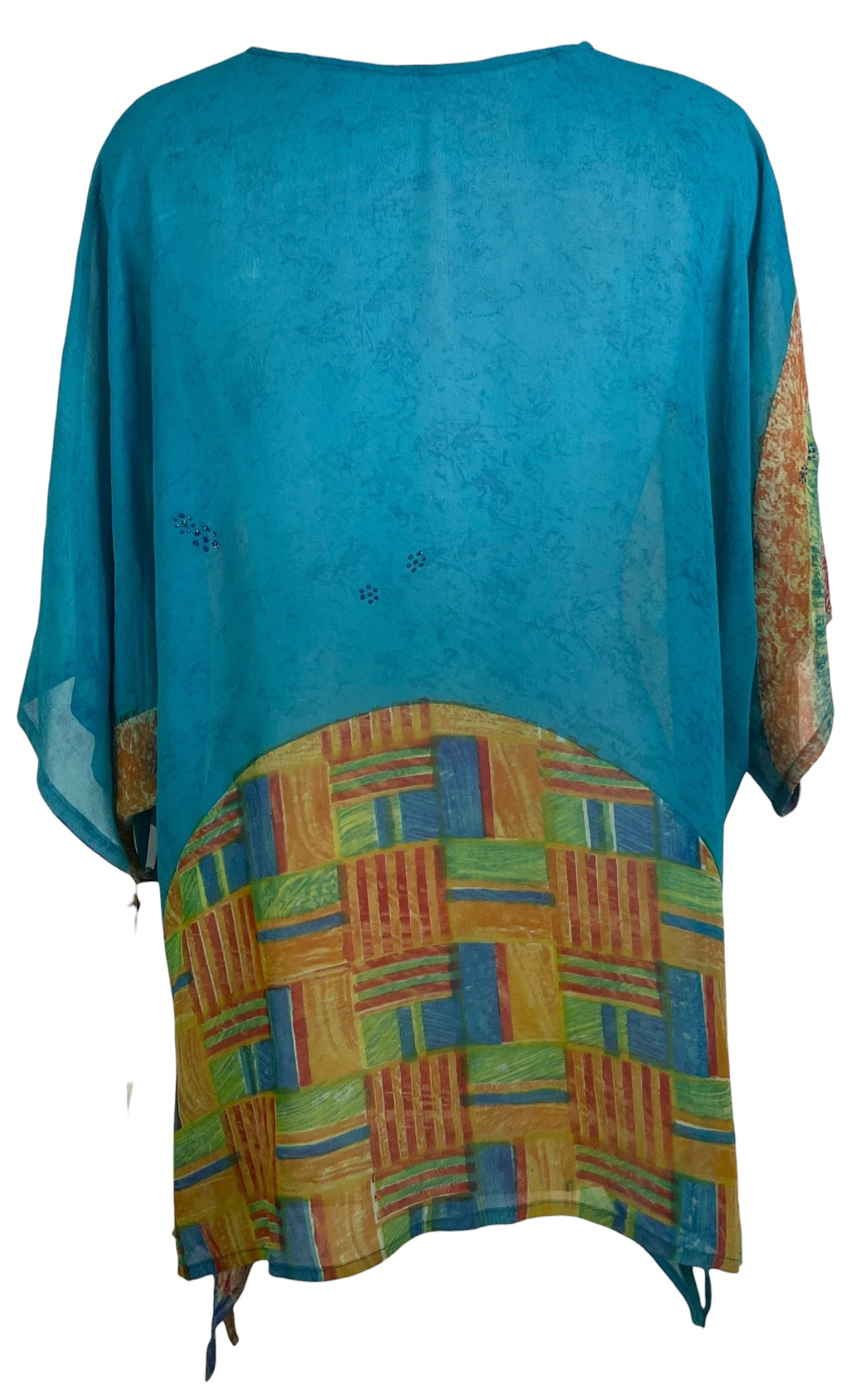 PREVIEW PRG8773 Sheer Avatar Pure Silk Long Tunic with Side Ties by MARCH2026 – Handmade ethical Side Tie Tunic from sariKNOTsari using upcycled silk. Designed in Canada for travel and slow fashion, loved from Toronto to LA to Sydney.