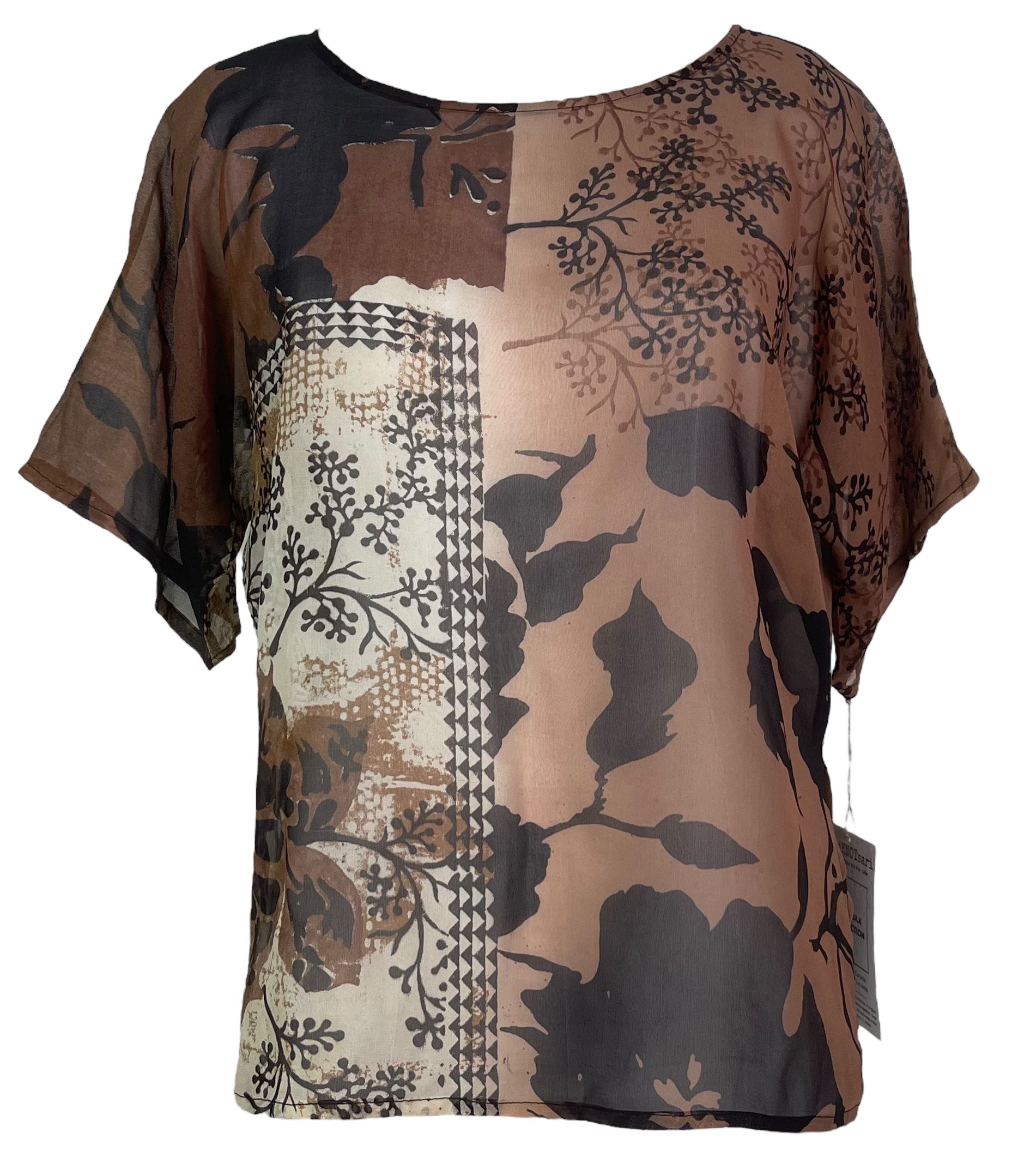 PRG7580 Sheer Avatar Pure Silk Side Slit Top