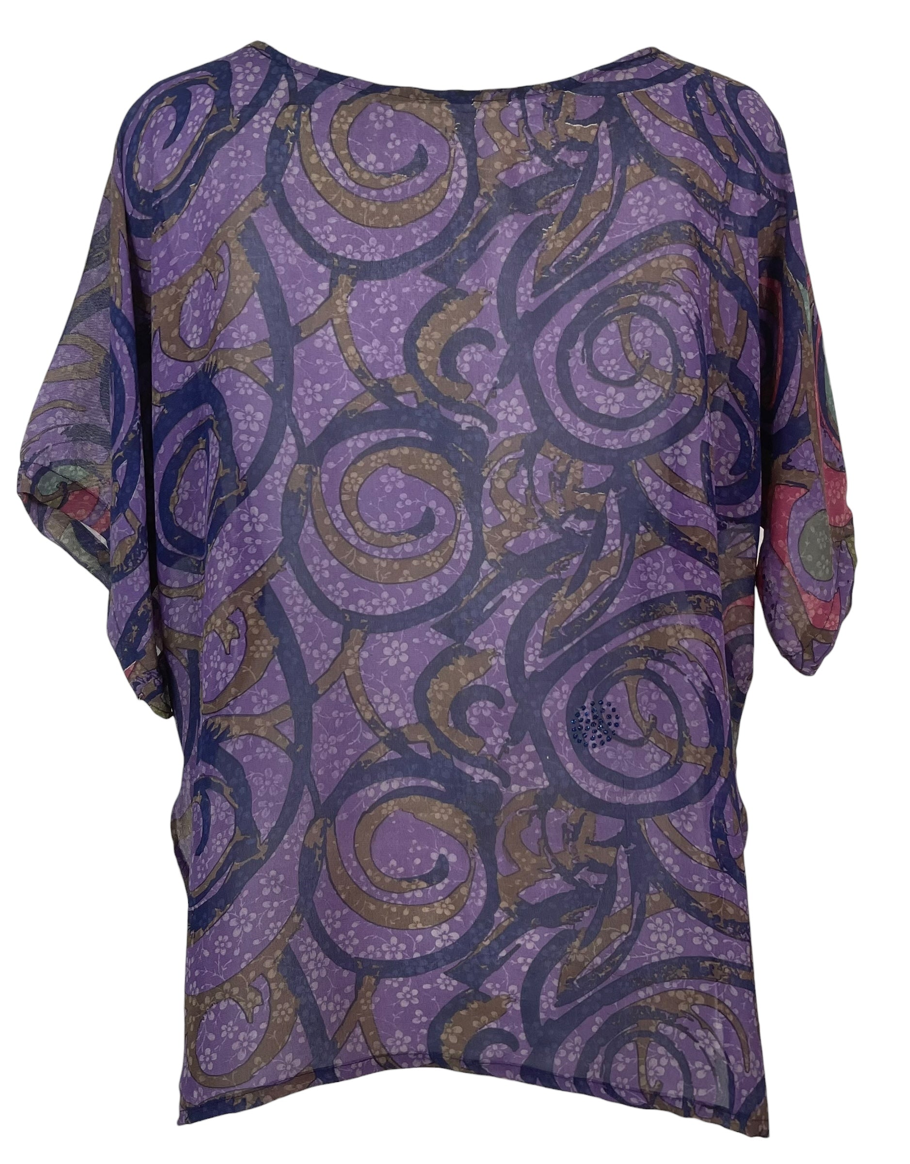 PRG8334 Sheer Avatar Pure Silk Side Slit Top