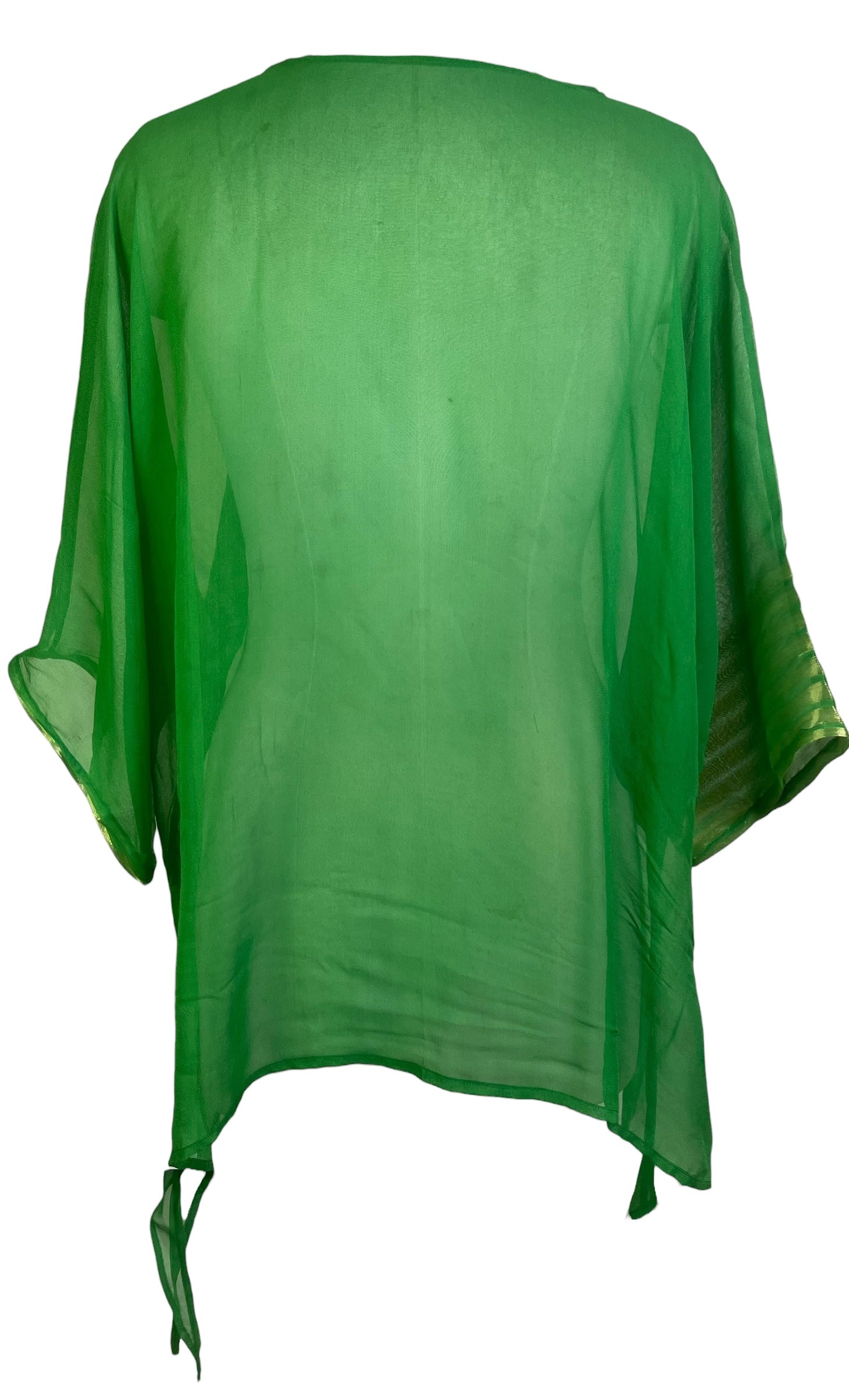 PRG8765 Sheer Wabi Sabi Pure Silk Long Tunic with Side Ties