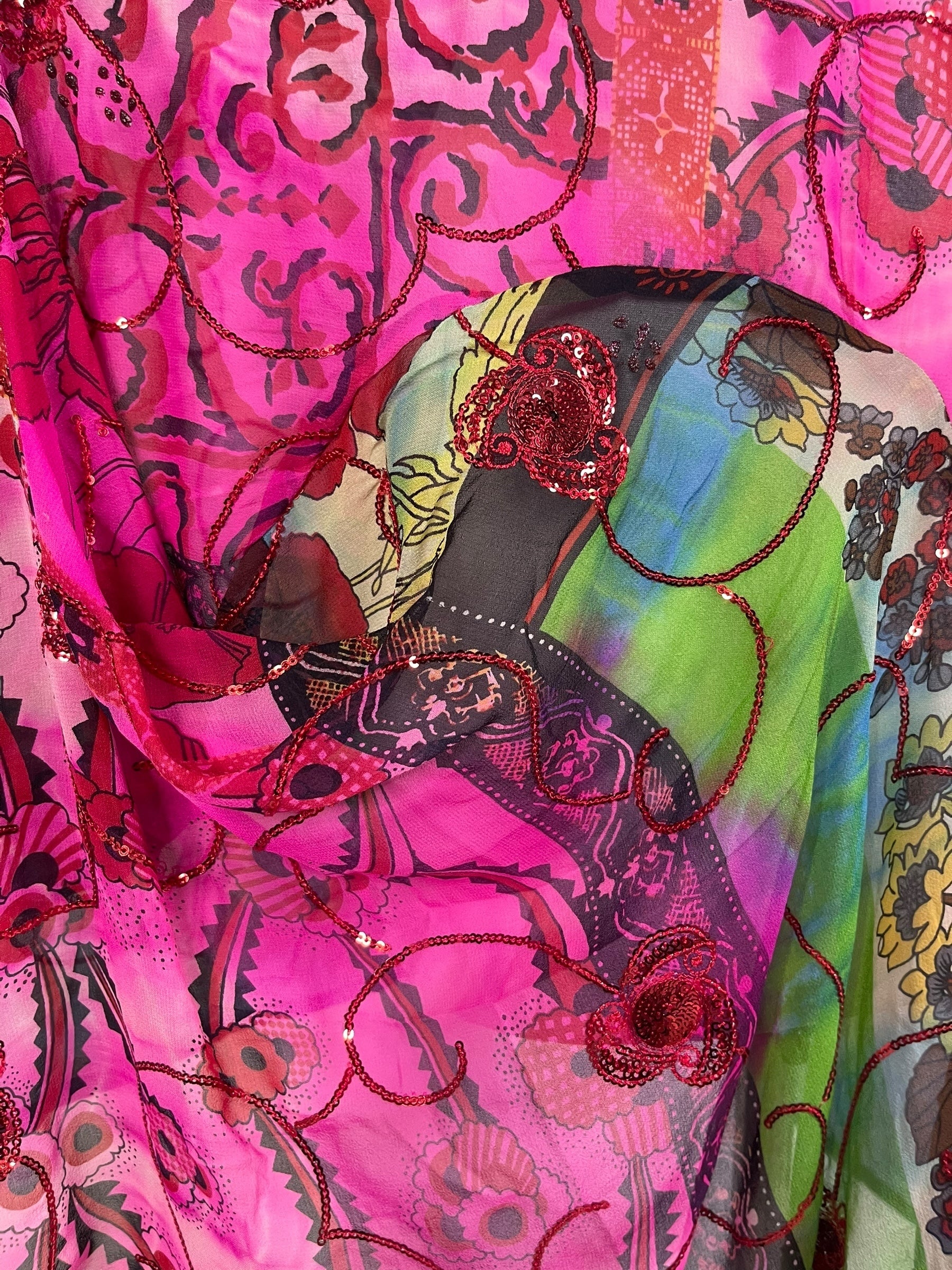 PRG6809 Sheer Avatar Pure Silk Self Pocket Tunic Dress