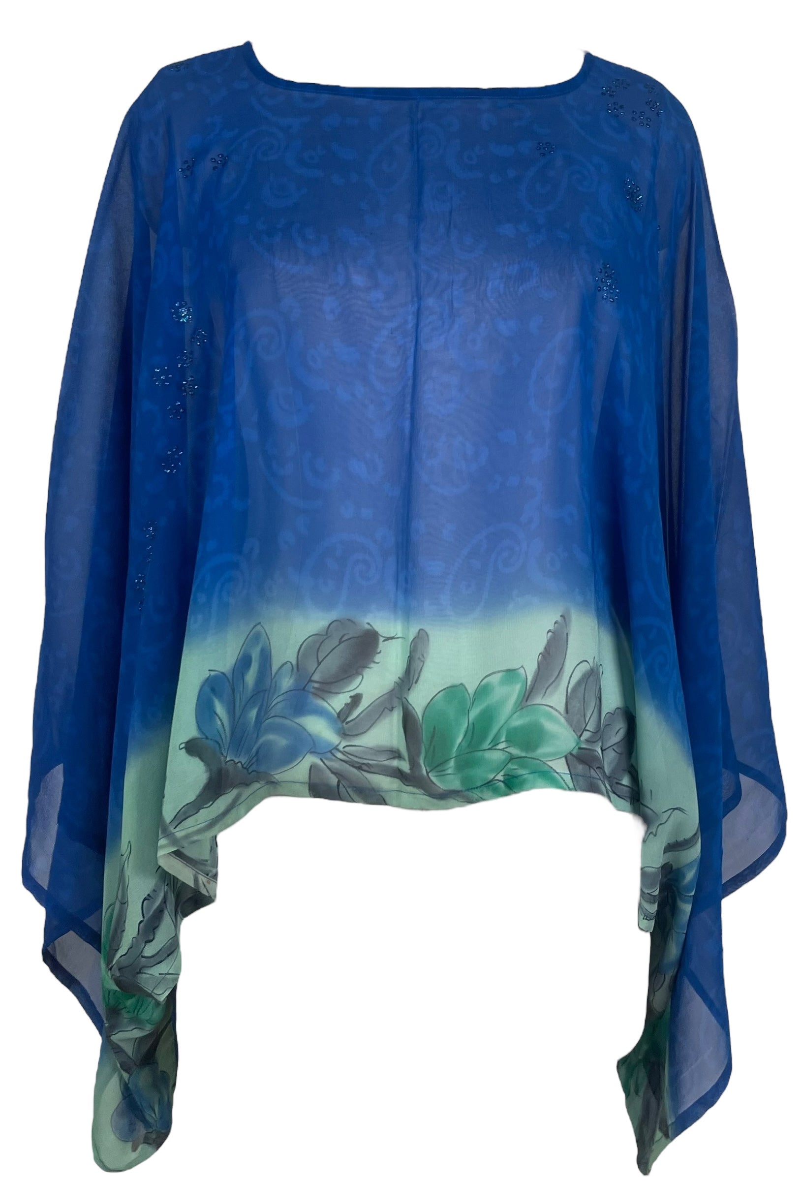 PRG7578 Sheer Avatar Pure Silk Kimono-Sleeved Top by sariKNOTsari – Handmade ethical Kimono Top from sariKNOTsari using upcycled silk. Designed in Canada for travel and slow fashion, loved from Toronto to LA to Sydney.
