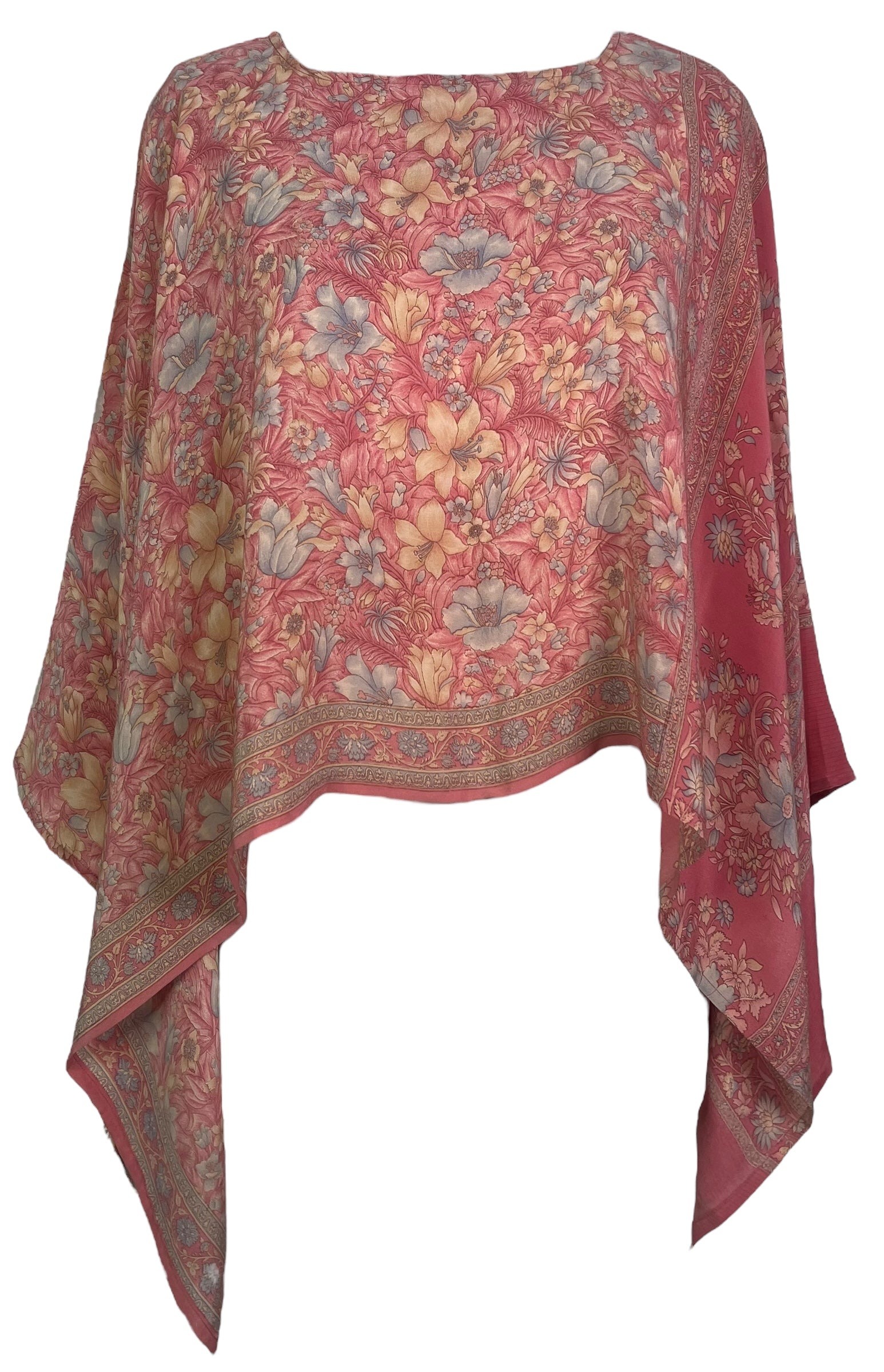 PREVIEW PRC7854 Pure Silk Wabi Sabi Capelet Poncho by DECEMBER2025 – Handmade ethical Poncho from sariKNOTsari using upcycled silk. Designed in Canada for travel and slow fashion, loved from Toronto to LA to Sydney.