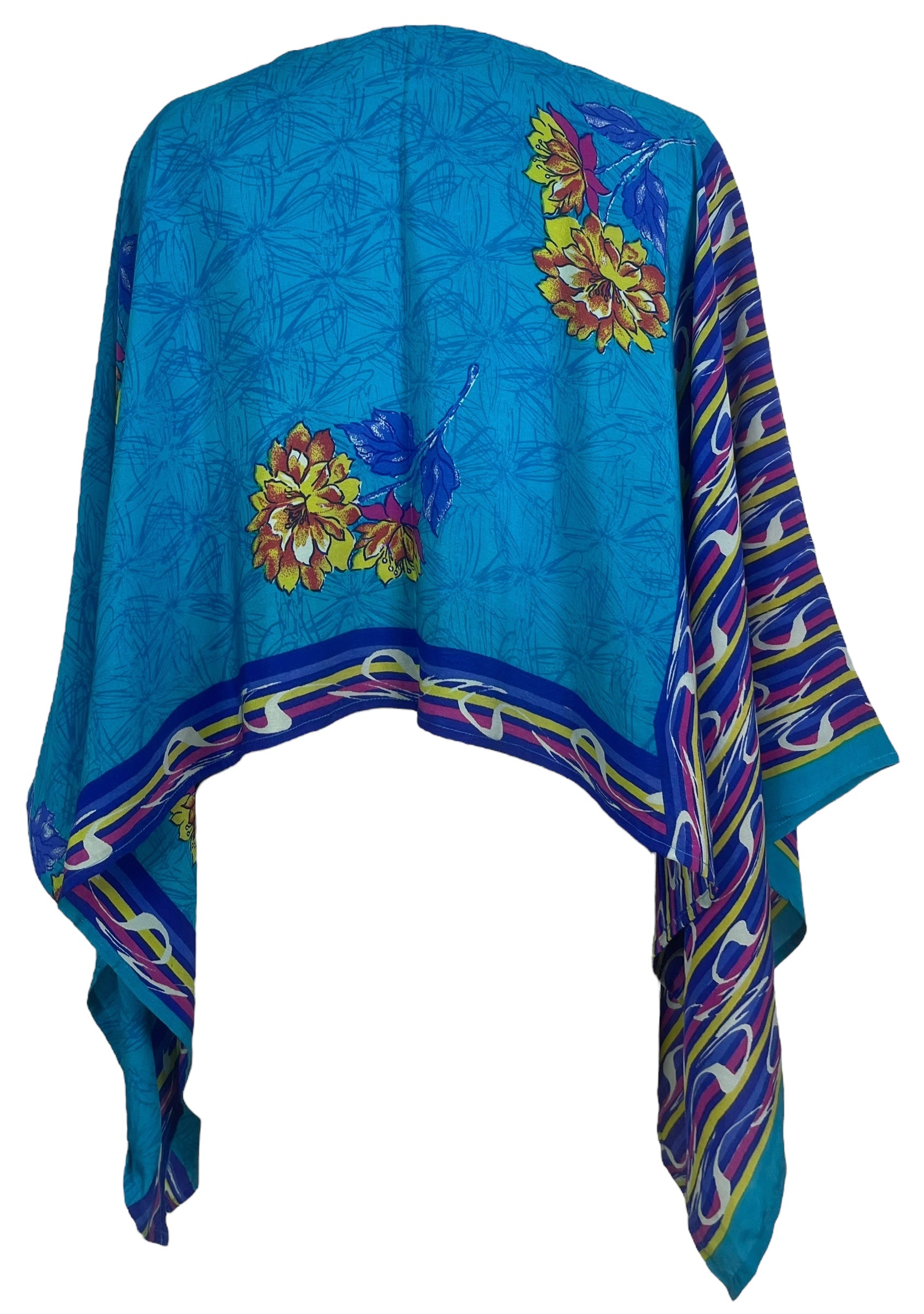 PREVIEW PRC7512 Avatar Pure Silk Capelet Poncho by DECEMBER2025 – Handmade ethical Poncho from sariKNOTsari using upcycled silk. Designed in Canada for travel and slow fashion, loved from Toronto to LA to Sydney.