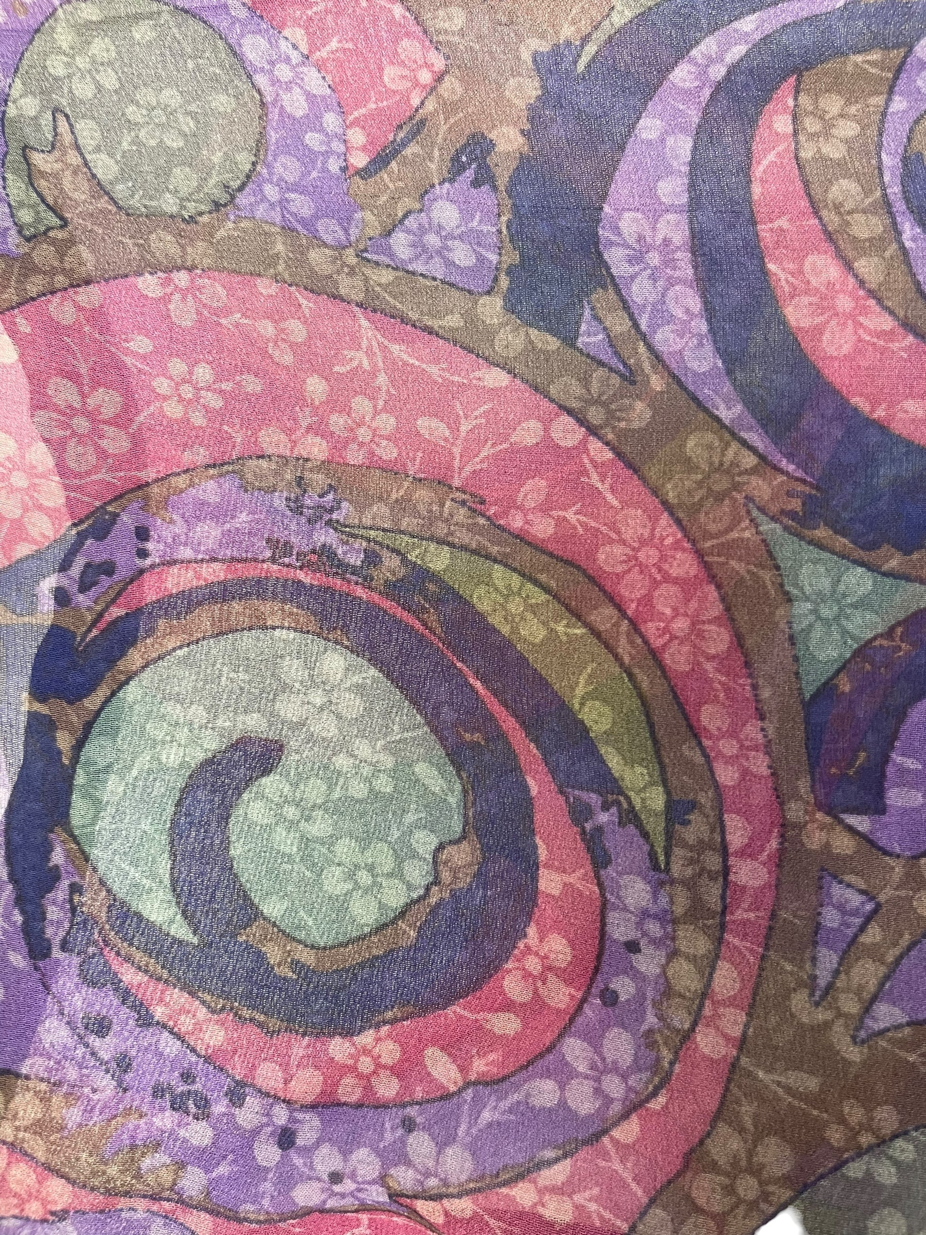 PRG8334 Sheer Avatar Pure Silk Side Slit Top