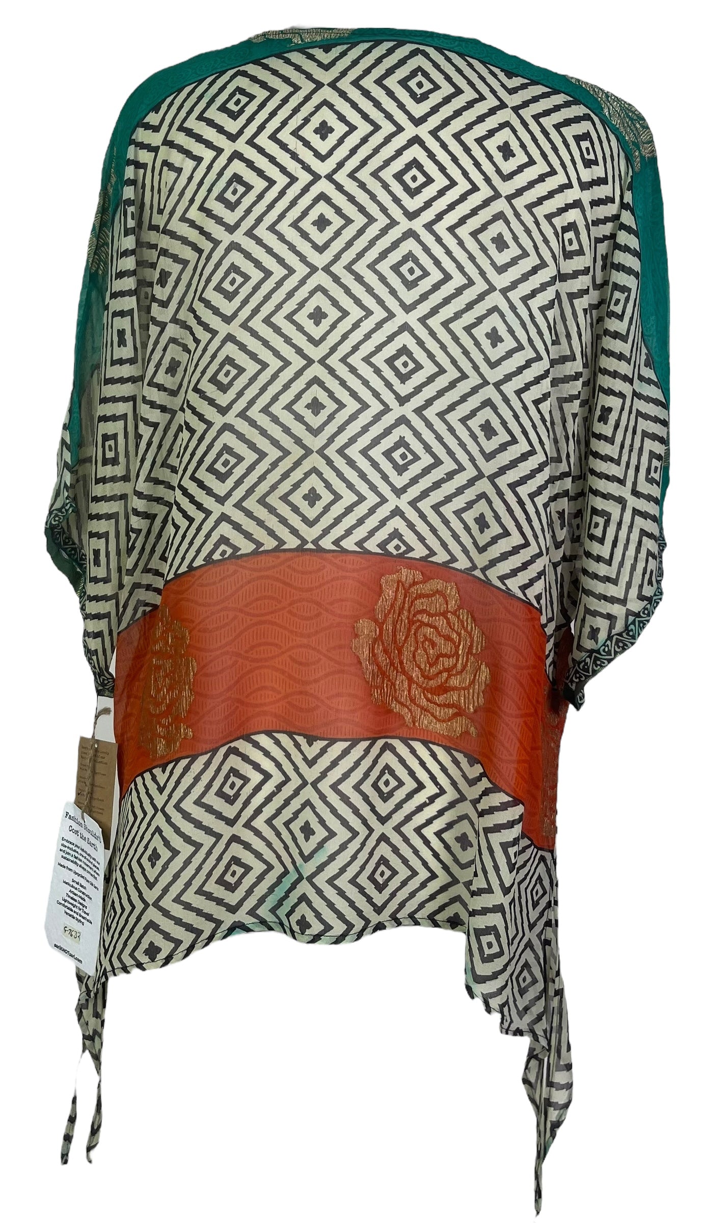 PRG7632 Sheer Wabi Sabi Pure Silk Long Tunic with Side Ties