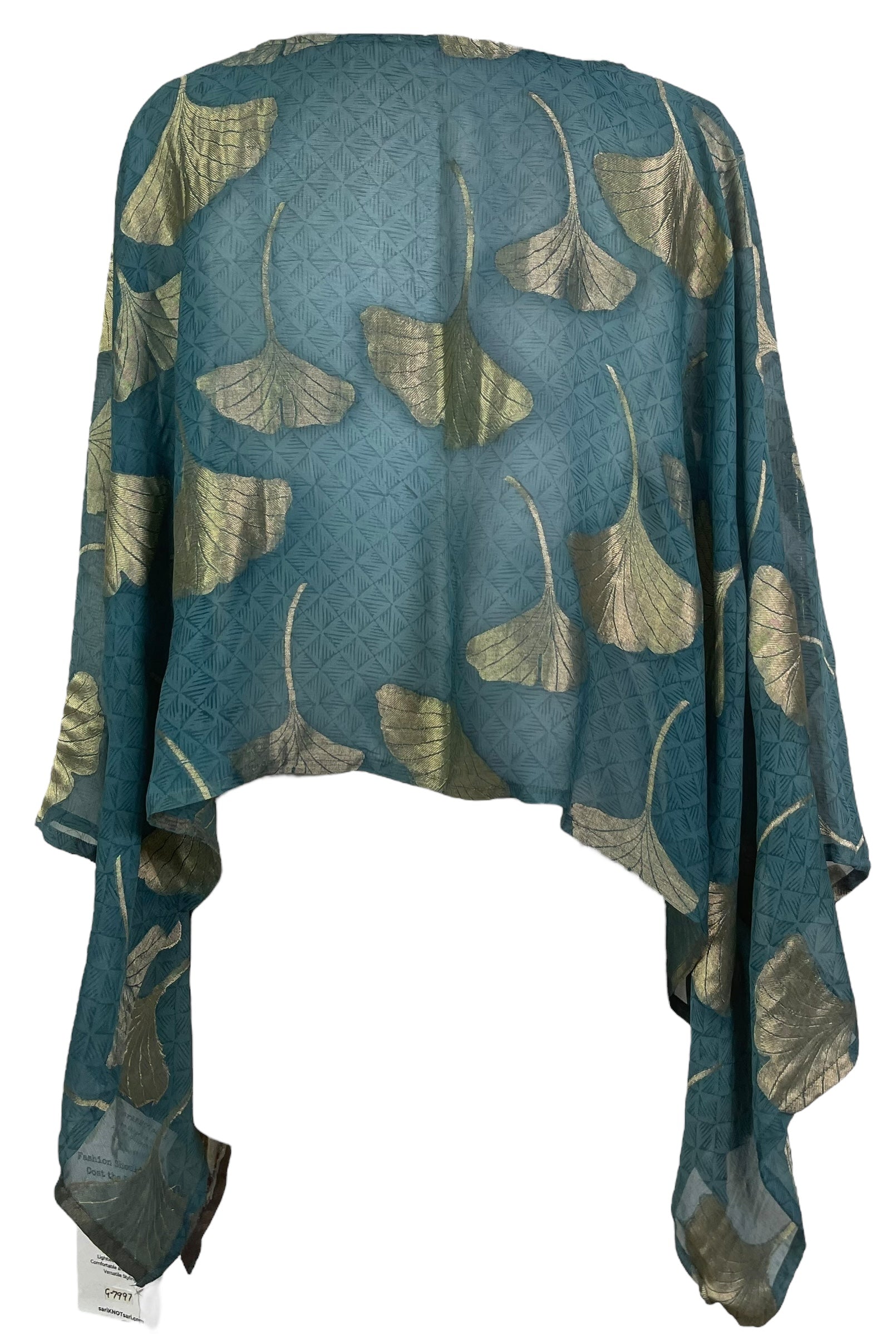 PREVIEW PRG7997 Sheer Avatar Pure Silk Capelet Poncho by DECEMBER2025 – Handmade ethical Poncho from sariKNOTsari using upcycled silk. Designed in Canada for travel and slow fashion, loved from Toronto to LA to Sydney.