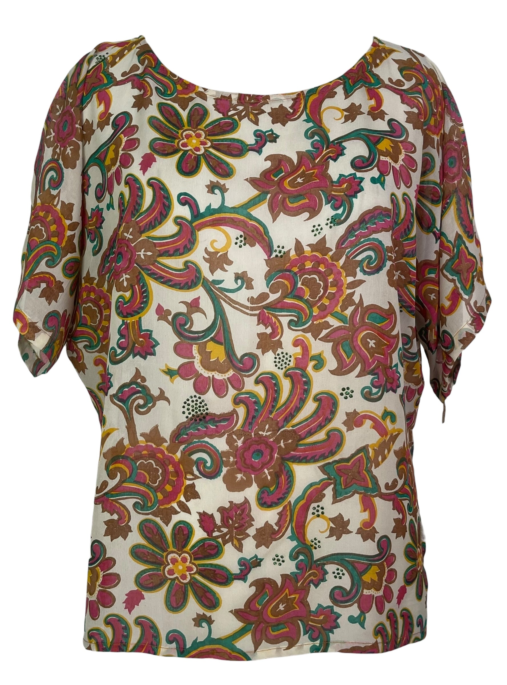 PROBLEM PRG8149 Sheer Avatar Pure Silk Side Slit Top