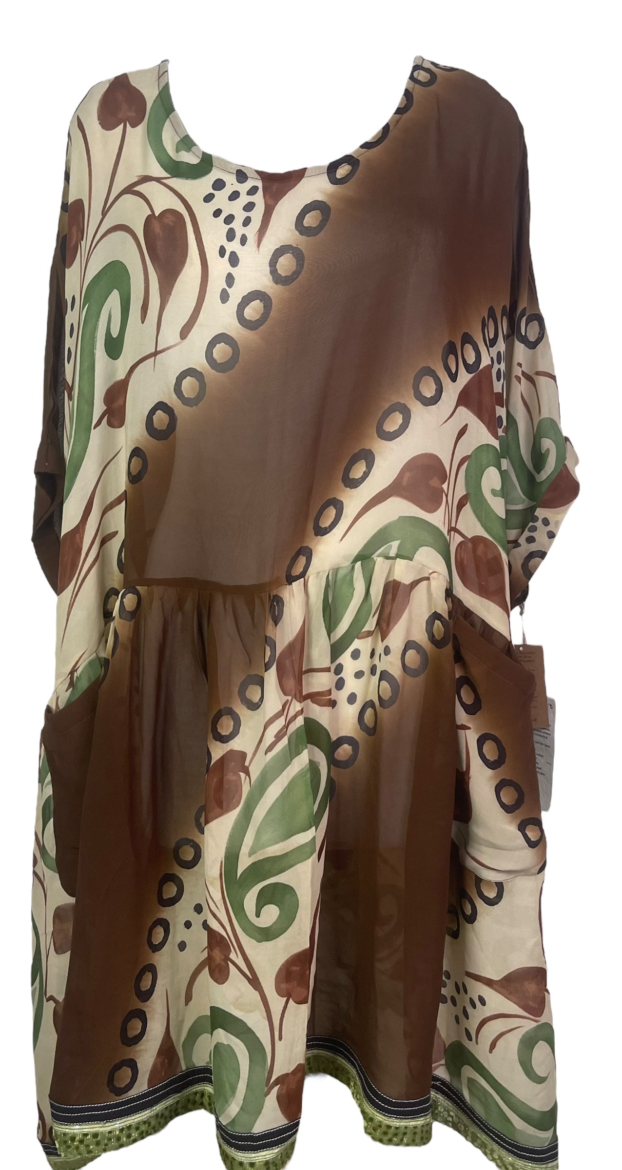 PRG8163 Sheer Wabi Sabi Pure Silk Boxy Babydoll Dress