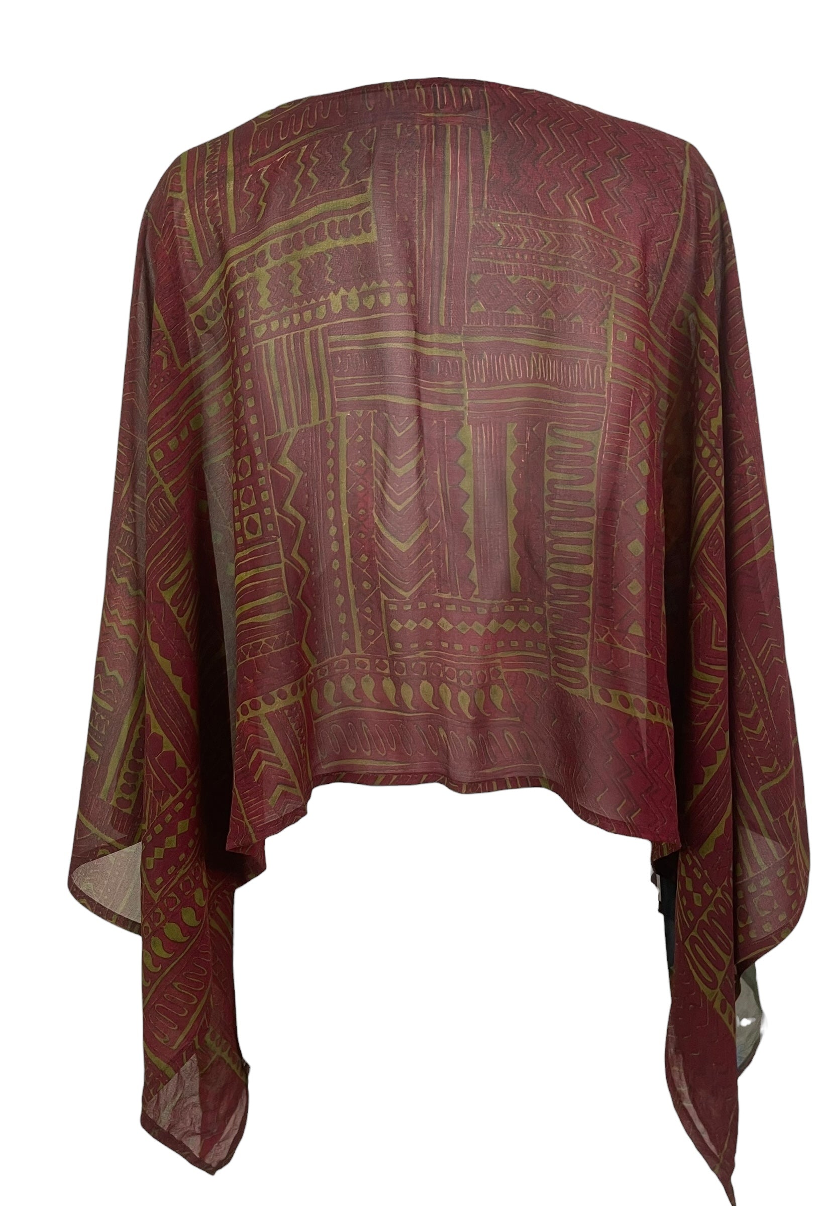 PREVIEW PRG8636 Sheer Avatar Pure Silk Capelet Poncho by FEBRUARY2026 – Handmade ethical Poncho from sariKNOTsari using upcycled silk. Designed in Canada for travel and slow fashion, loved from Toronto to LA to Sydney.