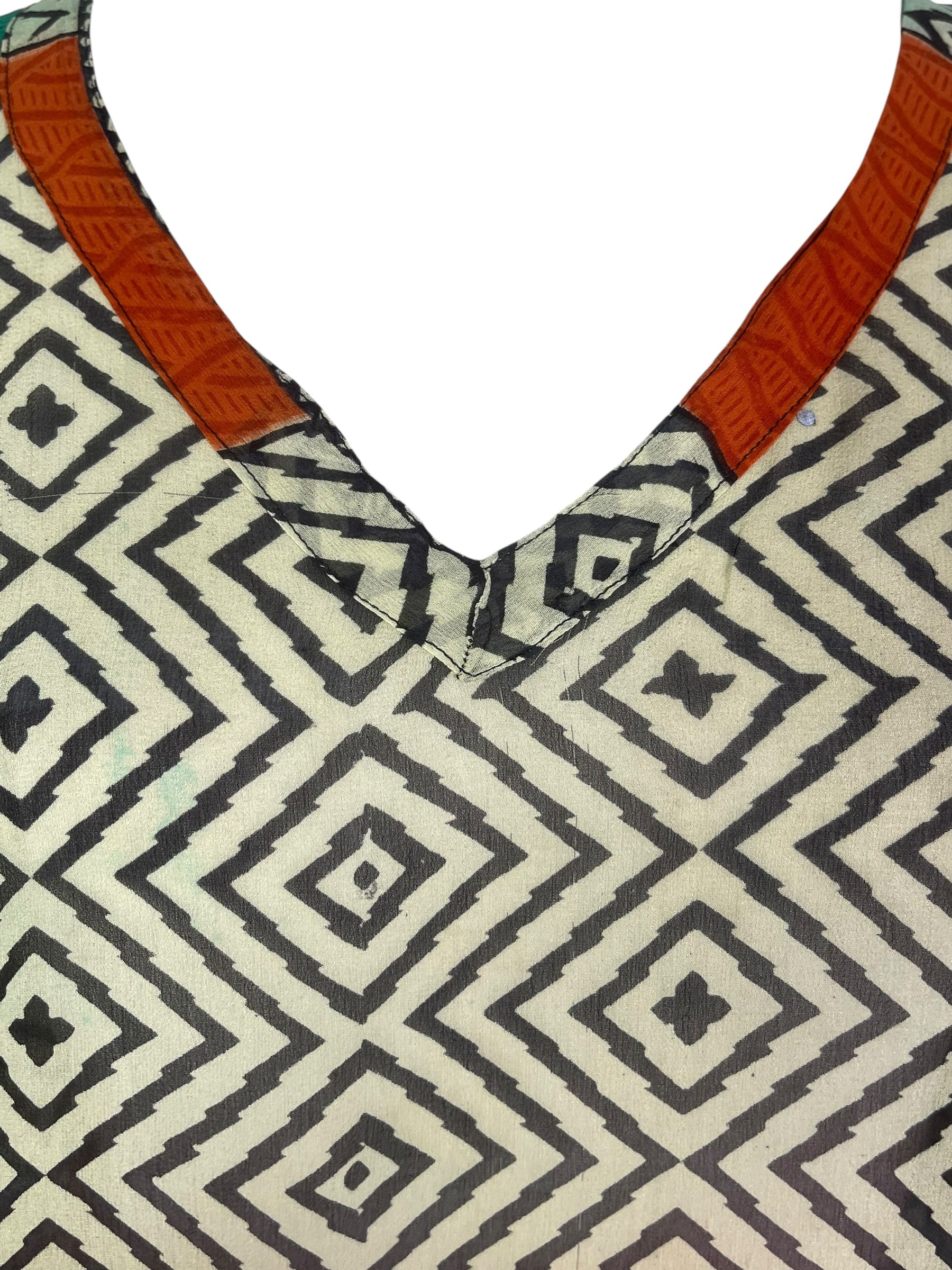 PRG7632 Sheer Wabi Sabi Pure Silk Long Tunic with Side Ties