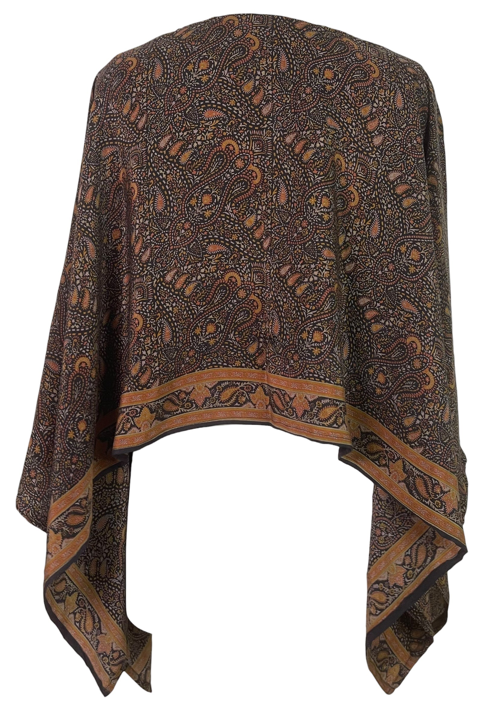 PREVIEW PRC8686 Avatar Pure Silk Capelet Poncho by MARCH2026 – Handmade ethical Poncho from sariKNOTsari using upcycled silk. Designed in Canada for travel and slow fashion, loved from Toronto to LA to Sydney.