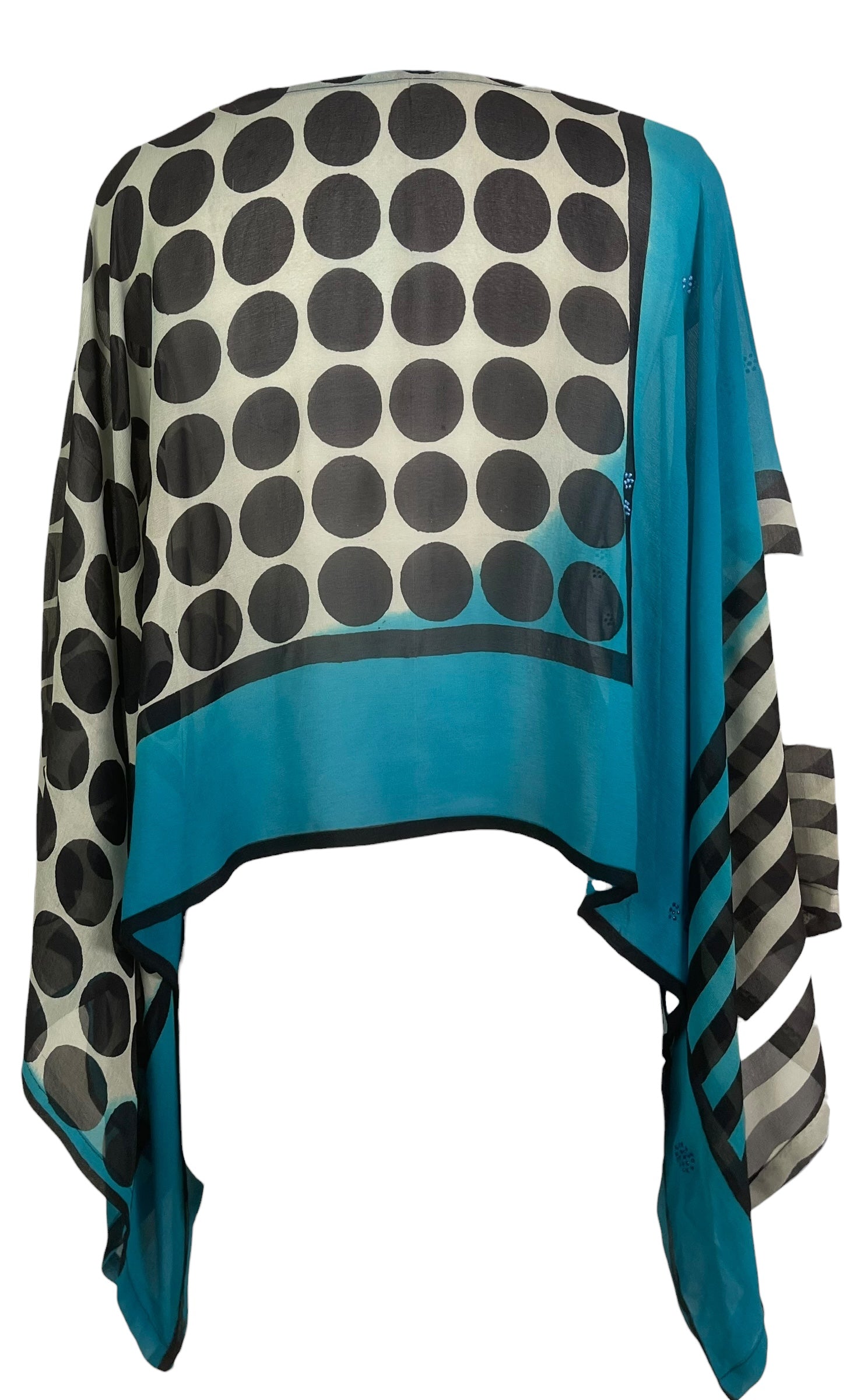 PREVIEW PRG8772 Sheer  Avatar Pure Silk Kimono-Sleeved Top by MARCH2026 – Handmade ethical Kimono Top from sariKNOTsari using upcycled silk. Designed in Canada for travel and slow fashion, loved from Toronto to LA to Sydney. Featuring Zsiska, Bryn Walker and Artisan Leather coats by Rejean Pepin, Pepin designs