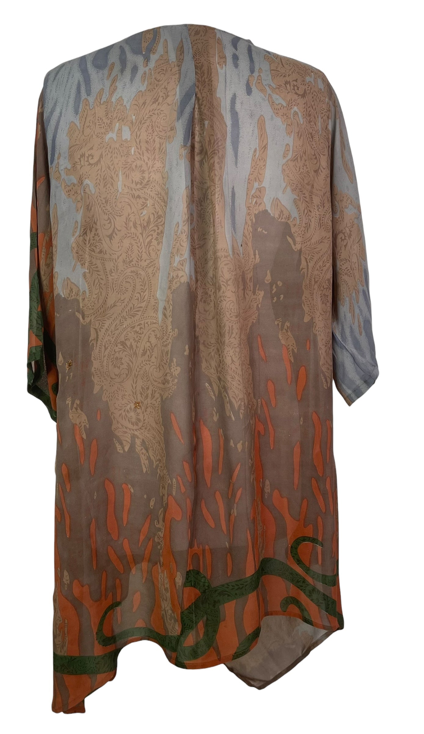 PREVIEW PRG8476 Sheer Wabi Sabi Pure Silk Self Pocket Tunic Dress by FEBRUARY2026 – Handmade ethical Self Pocket Tunic from sariKNOTsari using upcycled silk. Designed in Canada for travel and slow fashion, loved from Toronto to LA to Sydney.