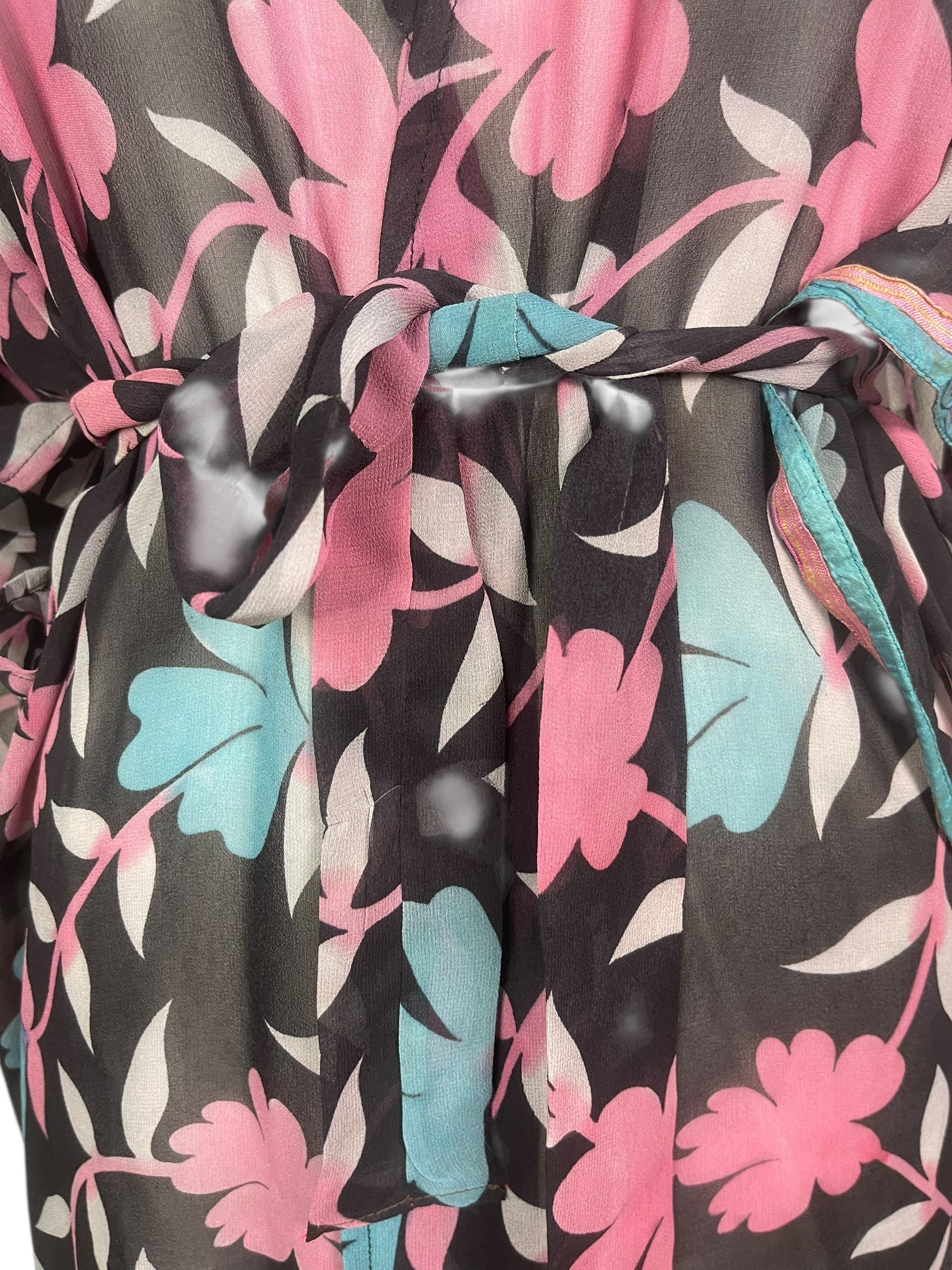 PREVIEW PRG8513 Sheer Wabi Sabi Pure Silk Kimono-Sleeved Jacket with Belt by MARCH2026 – Handmade ethical Short Kimono from sariKNOTsari using upcycled silk. Designed in Canada for travel and slow fashion, loved from Toronto to LA to Sydney. Featuring Zsiska, Bryn Walker and Artisan Leather coats by Rejean Pepin, Pepin designs