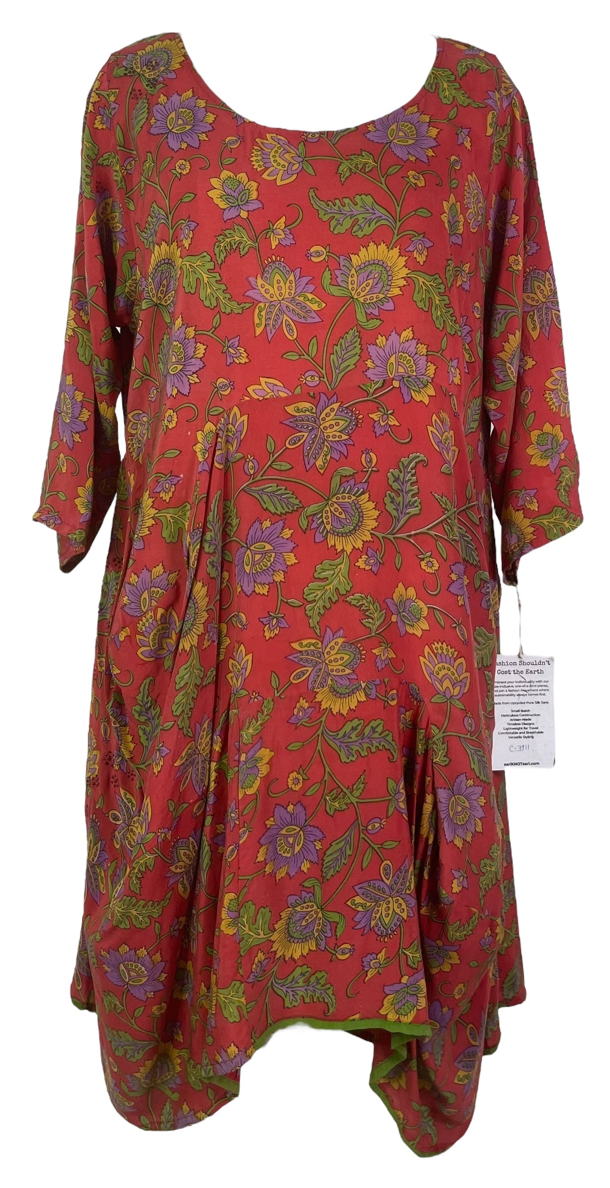 PRC7911 Avatar Pure Silk Sculptural Long Tunic Dress