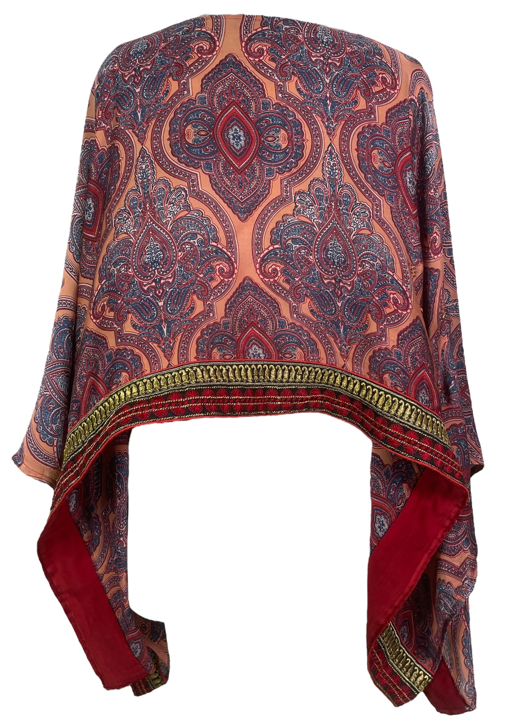 PREVIEW PRS7975 Avatar Pure Silk Capelet Poncho by DECEMBER2025 – Handmade ethical Poncho from sariKNOTsari using upcycled silk. Designed in Canada for travel and slow fashion, loved from Toronto to LA to Sydney.