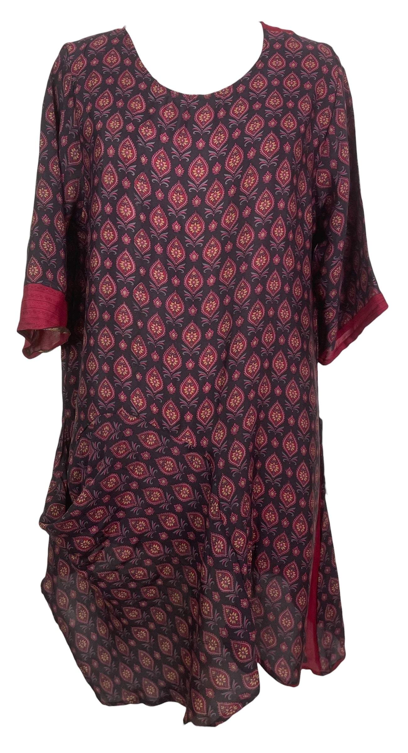 PREVIEW PRC8467 Avatar Pure Silk Self Pocket Tunic Dress by FEBRUARY2026 – Handmade ethical Self Pocket Tunic from sariKNOTsari using upcycled silk. Designed in Canada for travel and slow fashion, loved from Toronto to LA to Sydney.