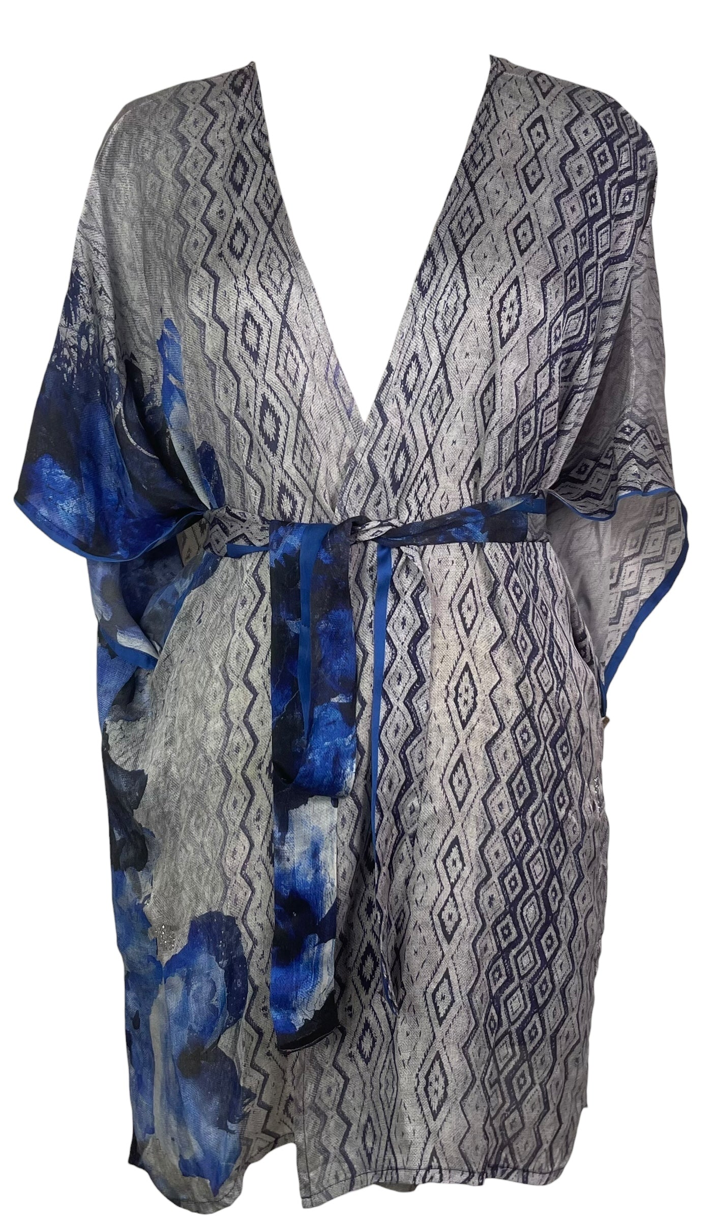 PREVIEW PRS8504 Avatar Pure Satin Silk Kimono-Sleeved Jacket with Belt by FEBRUARY2026 – Handmade ethical Short Kimono from sariKNOTsari using upcycled silk. Designed in Canada for travel and slow fashion, loved from Toronto to LA to Sydney.