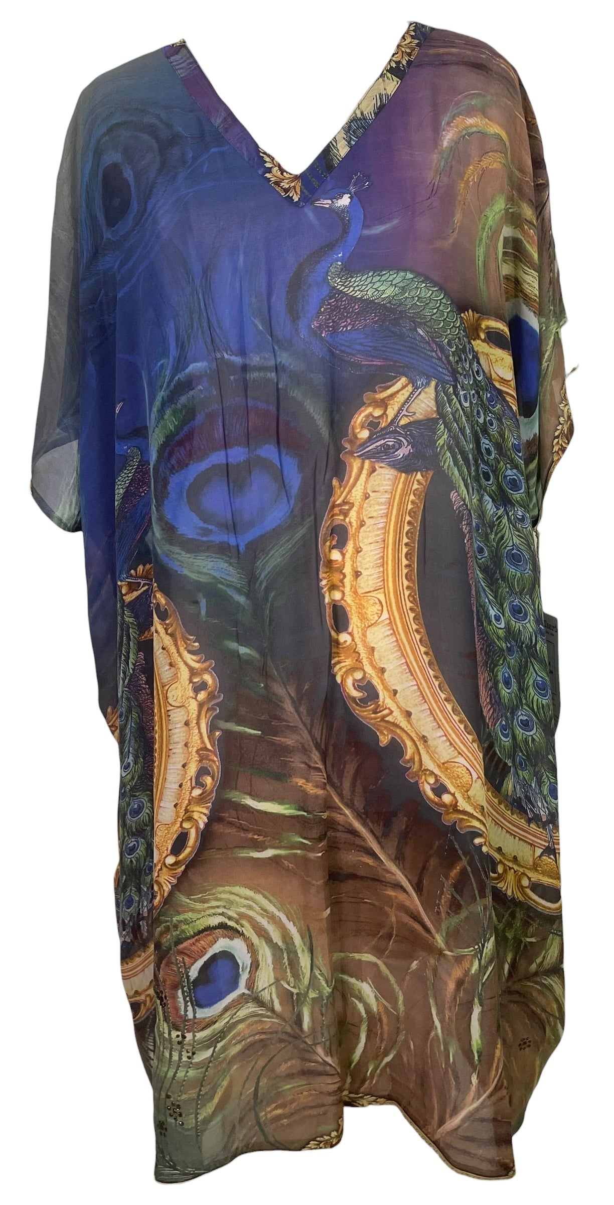 PREVIEW PRG8584 Sheer Avatar Pure Silk Midi Length Kaftan by MARCH2026 – Handmade ethical Midi Length Kaftan from sariKNOTsari using upcycled silk. Designed in Canada for travel and slow fashion, loved from Toronto to LA to Sydney. Featuring Zsiska, Bryn Walker and Artisan Leather coats by Rejean Pepin, Pepin designs