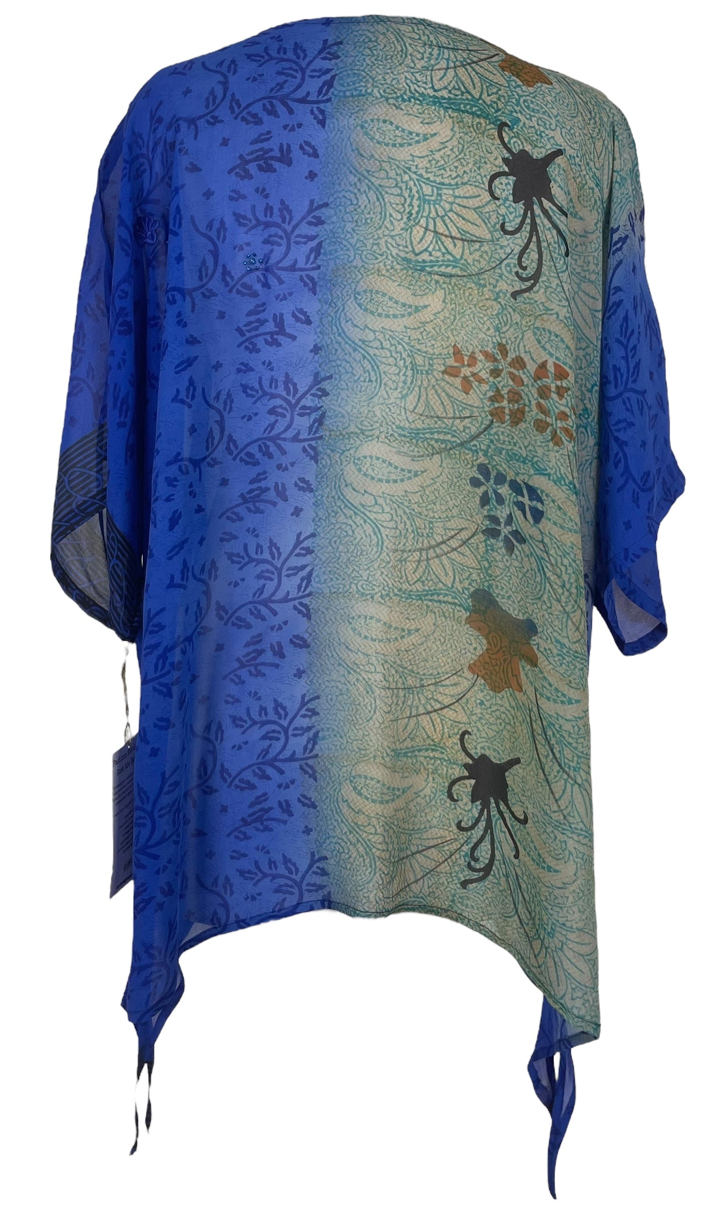 DEEANNS PRG7861 Sheer Avatar Pure Silk Long Tunic with Side Ties