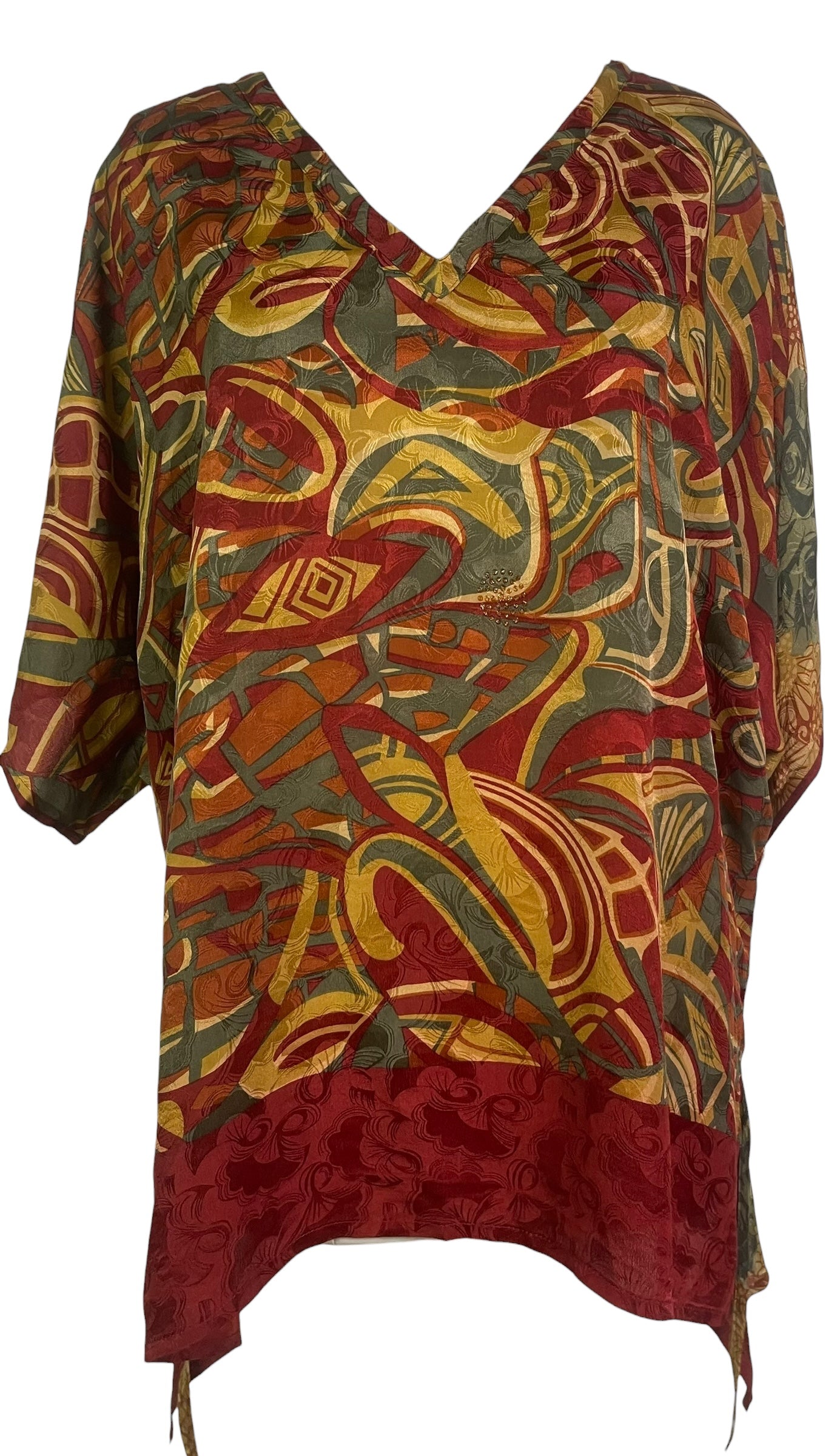 PREVIEW PRC8746 Avatar Pure Silk Long Tunic with Side Ties by MARCH2026 – Handmade ethical Side Tie Tunic from sariKNOTsari using upcycled silk. Designed in Canada for travel and slow fashion, loved from Toronto to LA to Sydney.