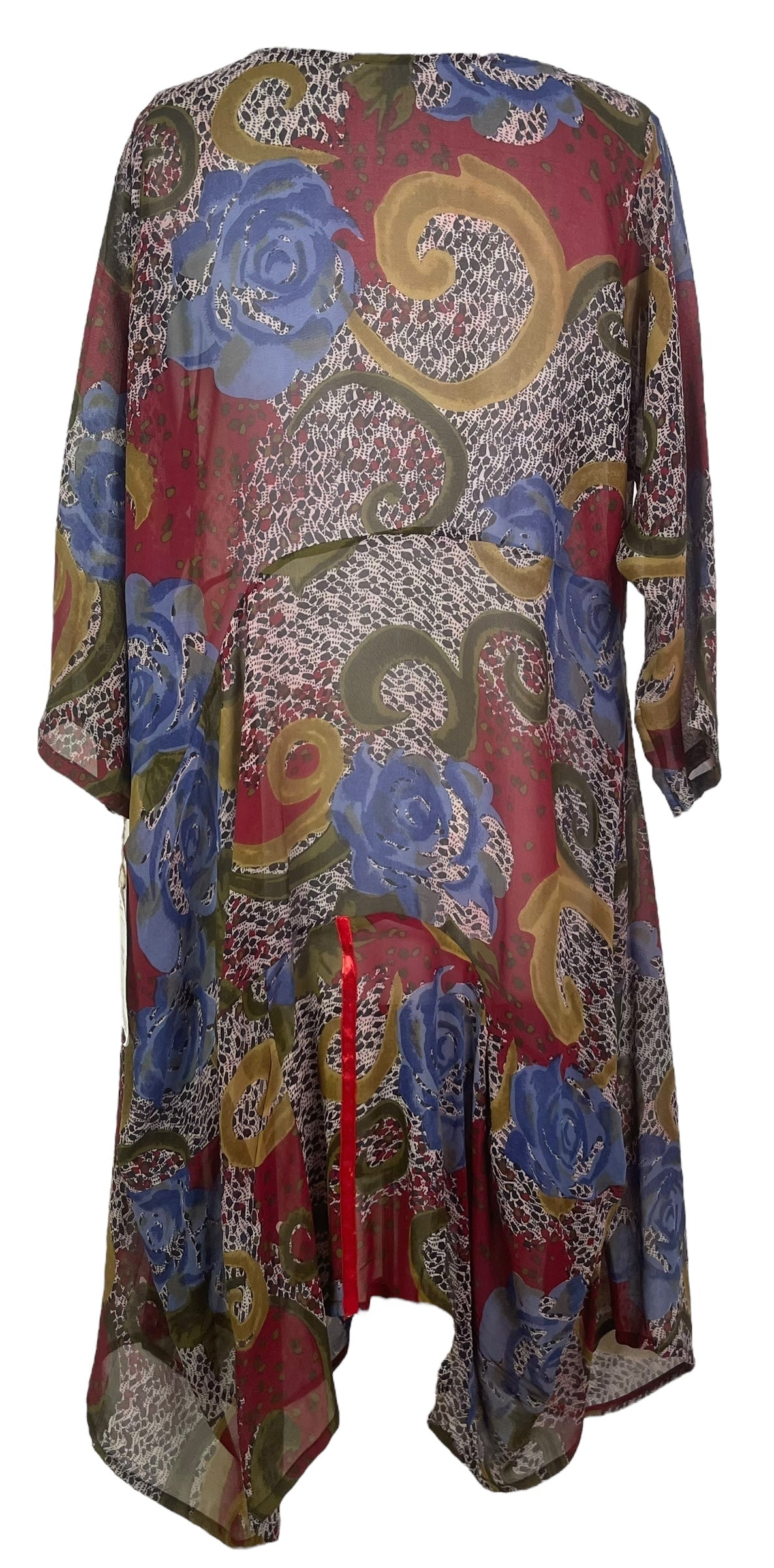 PRG7830 Sheer Wabi Sabi Sculptural Pure Silk Long Tunic Dress
