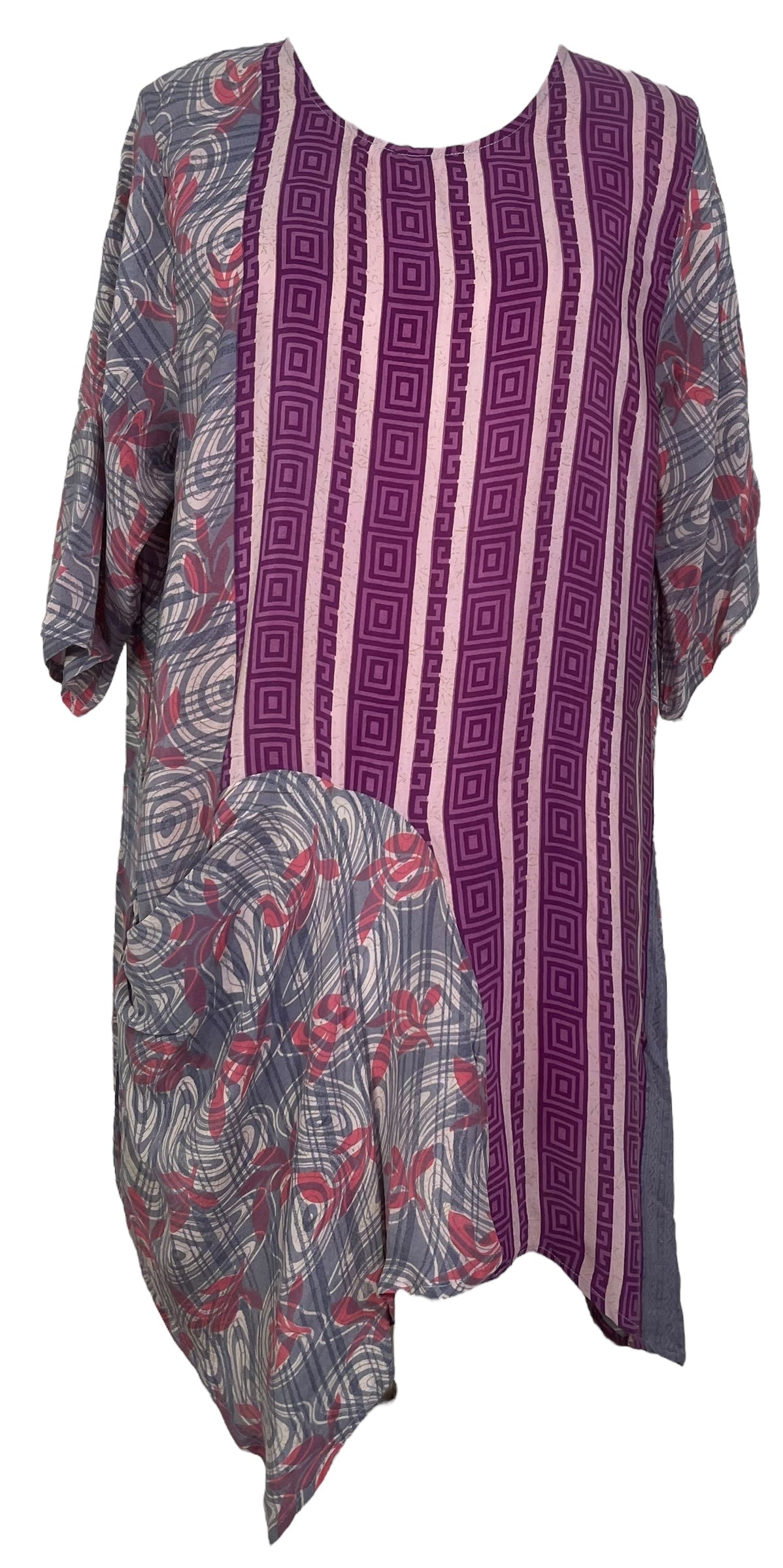 PRC7796 Avatar Pure Silk Self Pocket Tunic Dress