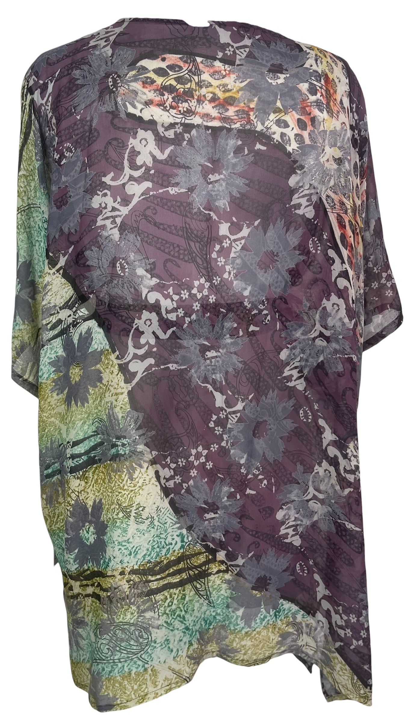 PRG8521 Sheer Wabi Sabi Pure Silk Kimono-Sleeved Jacket with Belt