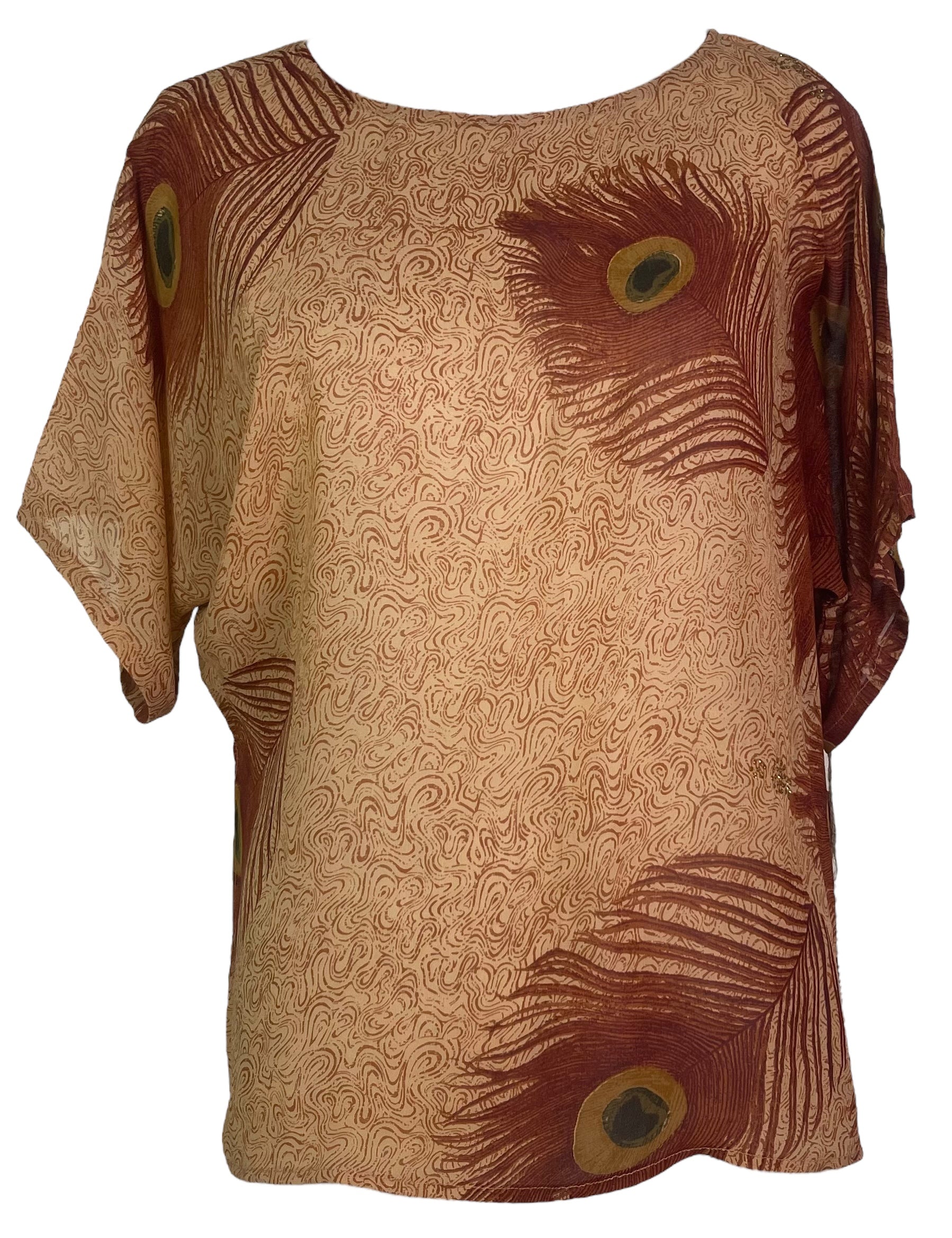 PRG7873 Sheer Avatar Pure Silk Side Slit Top