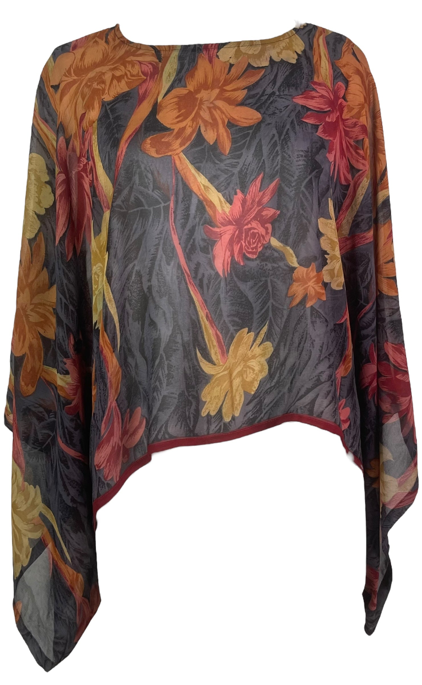 PREVIEW PRG8169 Sheer Wabi Sabi Pure Silk Kimono-Sleeved Top by DECEMBER2025 – Handmade ethical Kimono Top from sariKNOTsari using upcycled silk. Designed in Canada for travel and slow fashion, loved from Toronto to LA to Sydney.