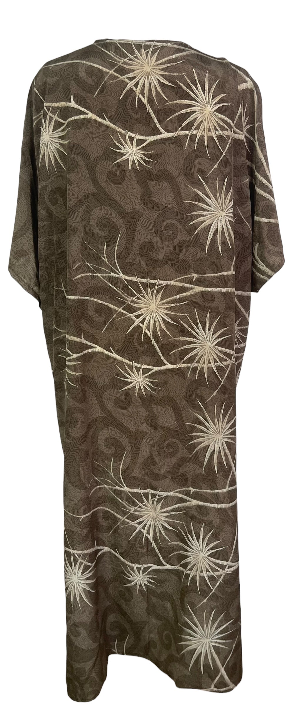 PRC8556 Avatar Long Pure Silk Kimono Sleeved Duster with Belt