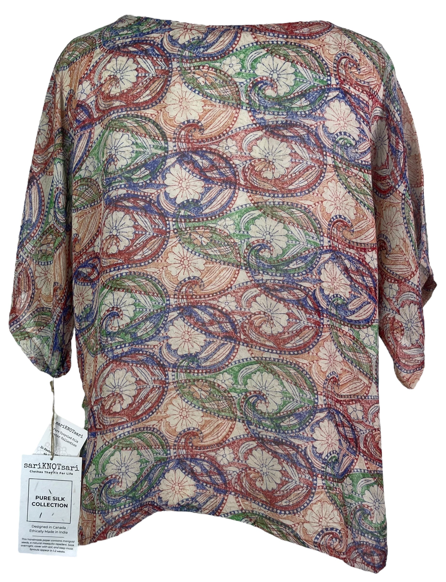 PRG8113 Sheer Avatar Pure Silk Side Slit Top