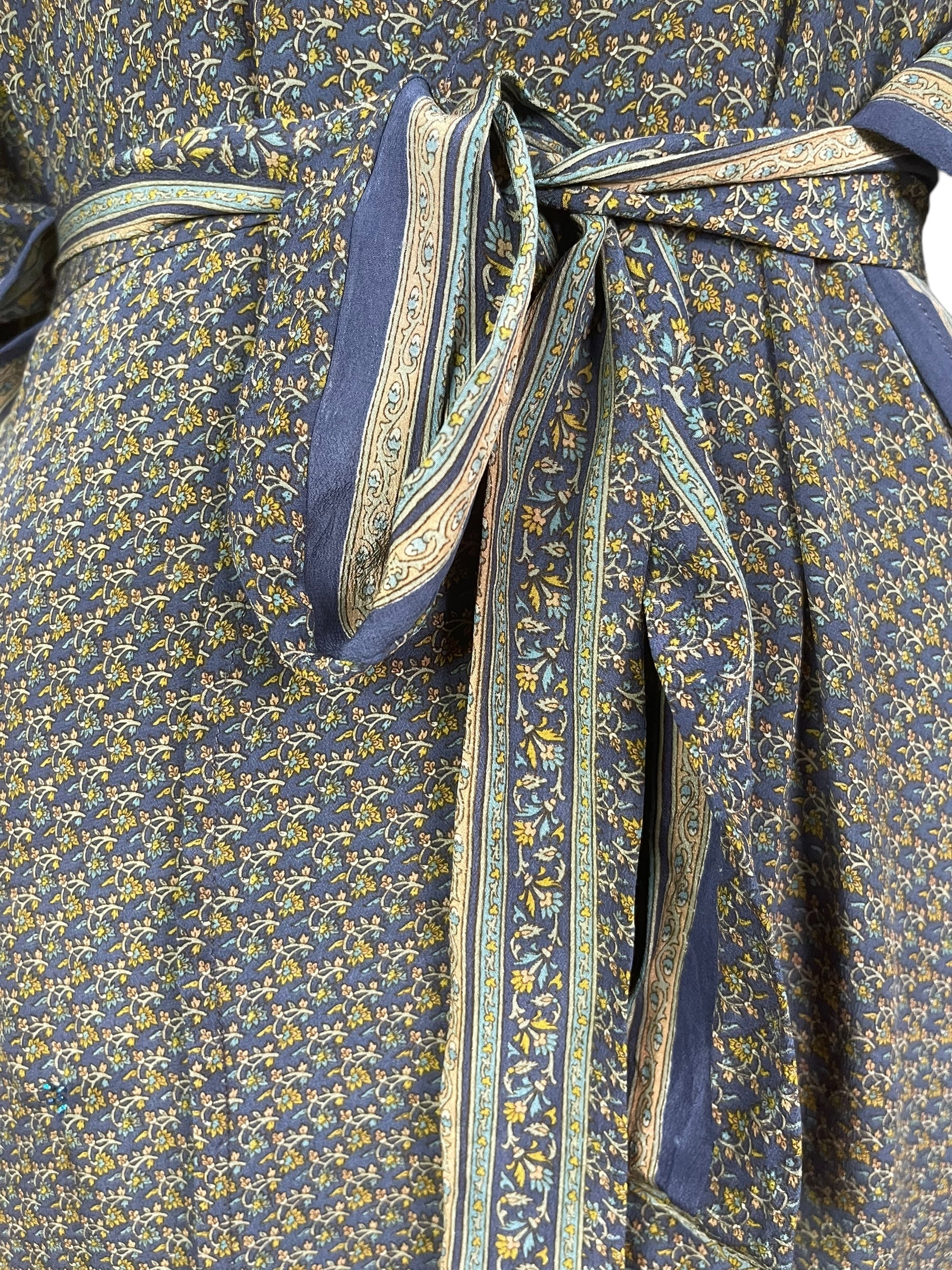 PRC7662 Avatar Long Pure Silk Kimono Sleeved Duster with Belt