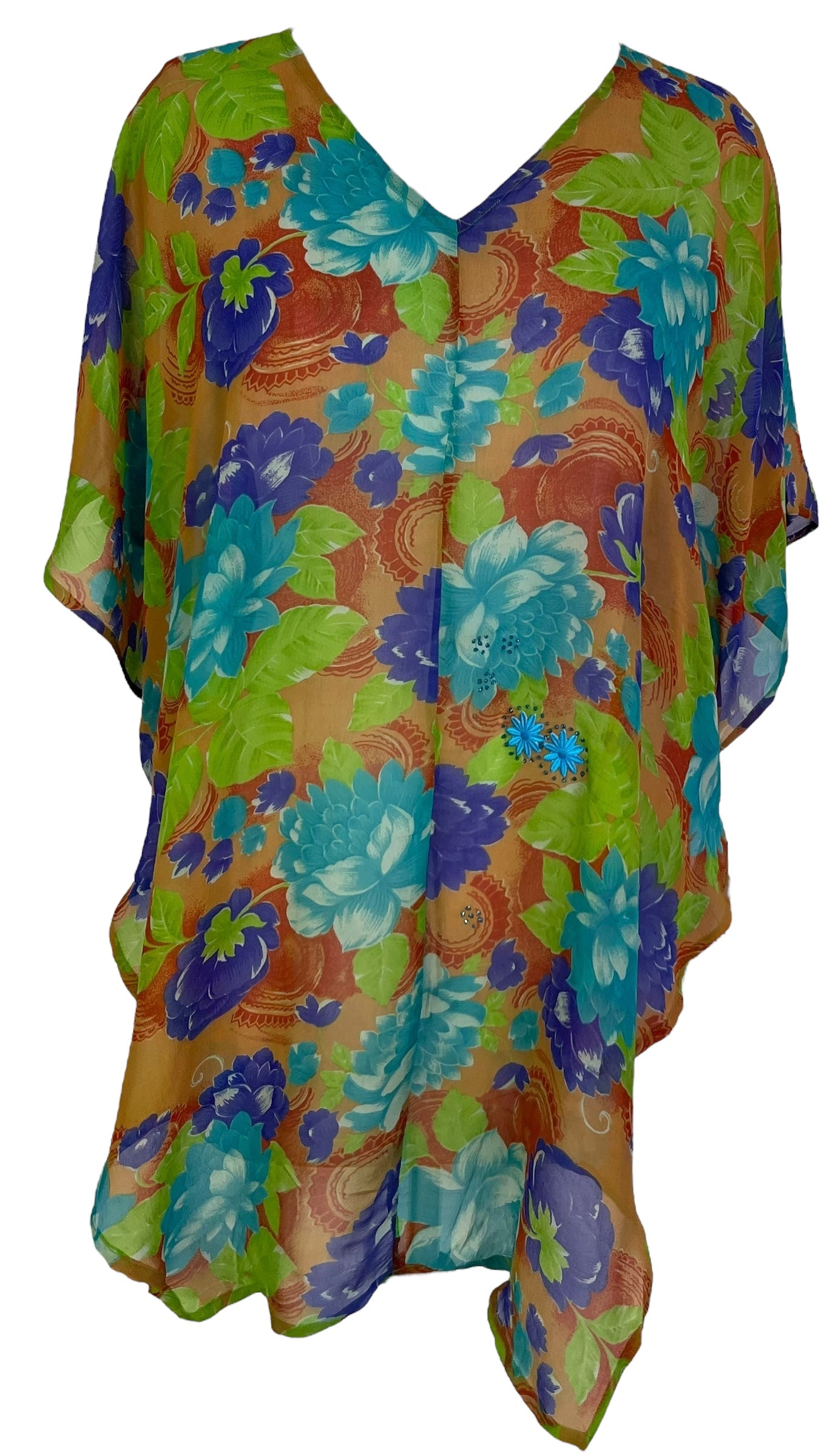 PRG7105 Sheer Avatar Pure Silk Waterfall Top