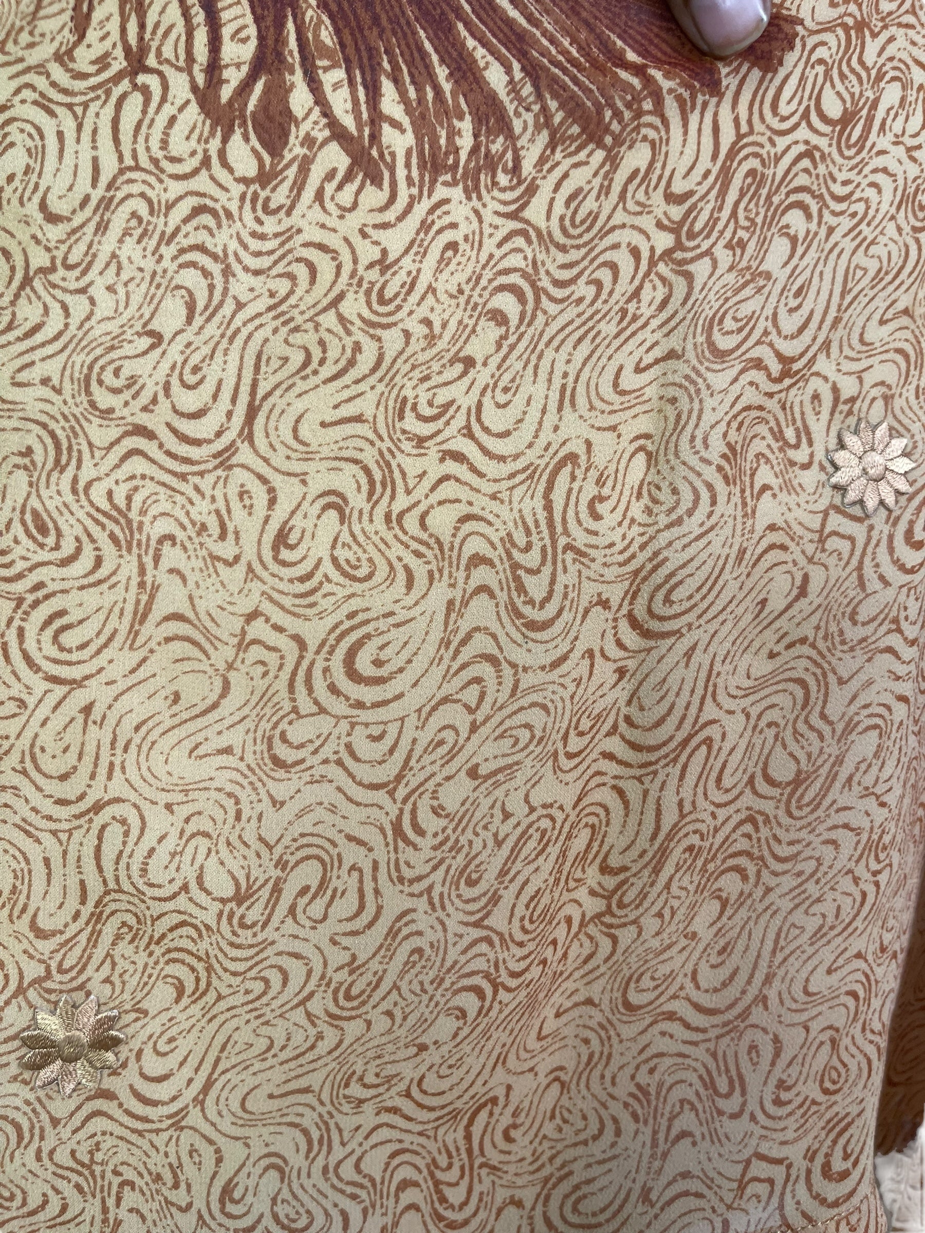 MARKETING PRG7873 Sheer Avatar Pure Silk Kimono-Sleeved Jacket with Belt by MARKETING – Handmade ethical Short Kimono from sariKNOTsari using upcycled silk. Designed in Canada for travel and slow fashion, loved from Toronto to LA to Sydney.