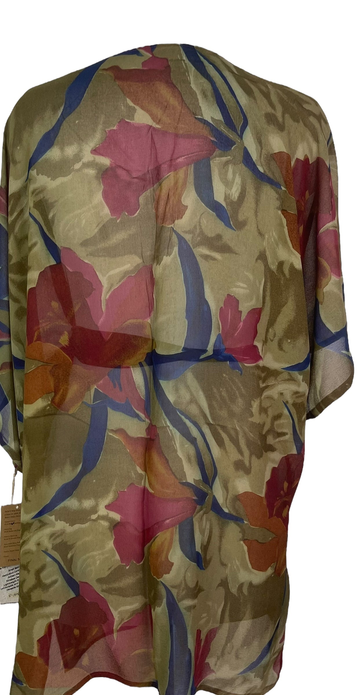 PRG7194 Sheer Wabi Sabi Pure Silk Kimono-Sleeved Jacket with Belt